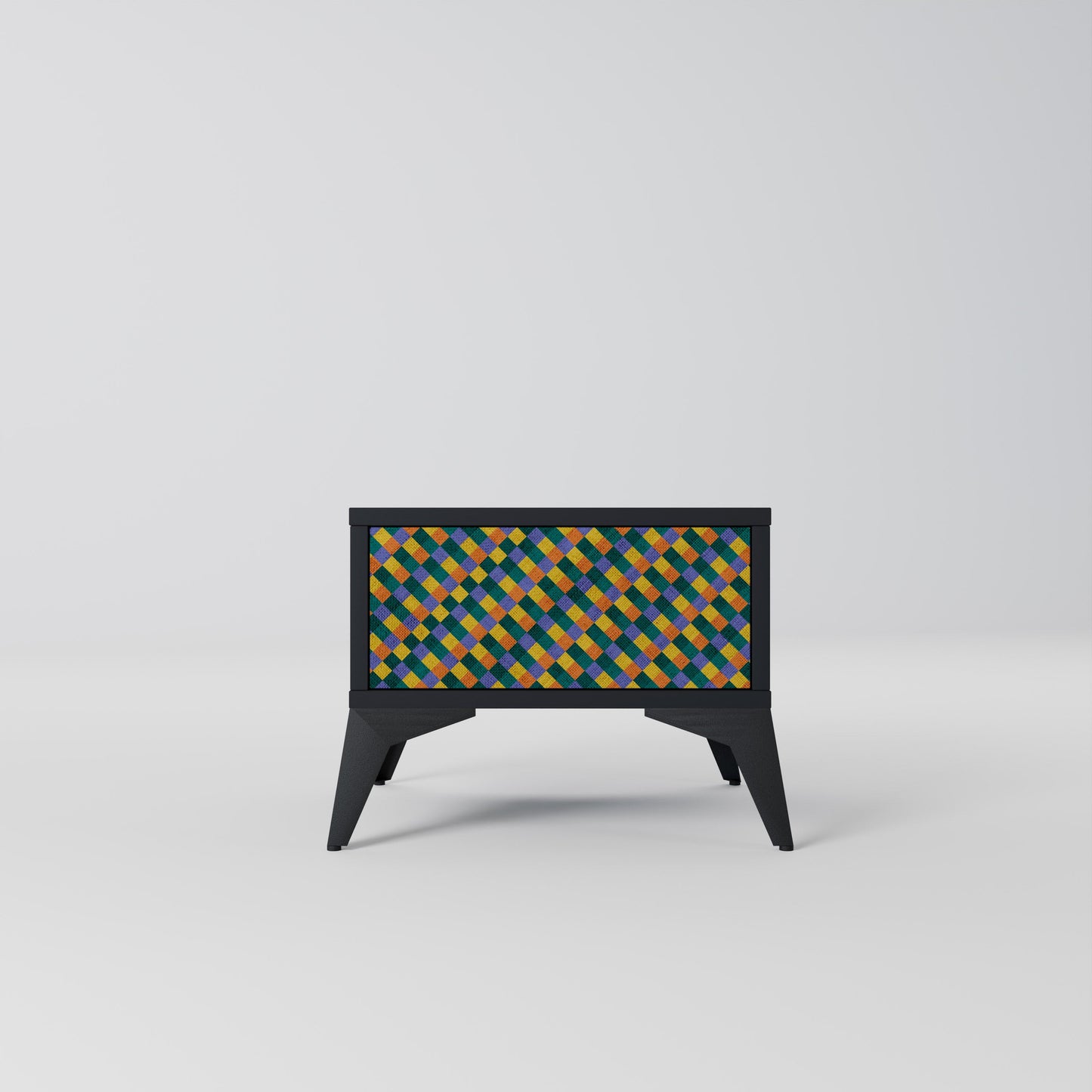 MÅLADE KVADRAT MIX nattduksbord i svart finish