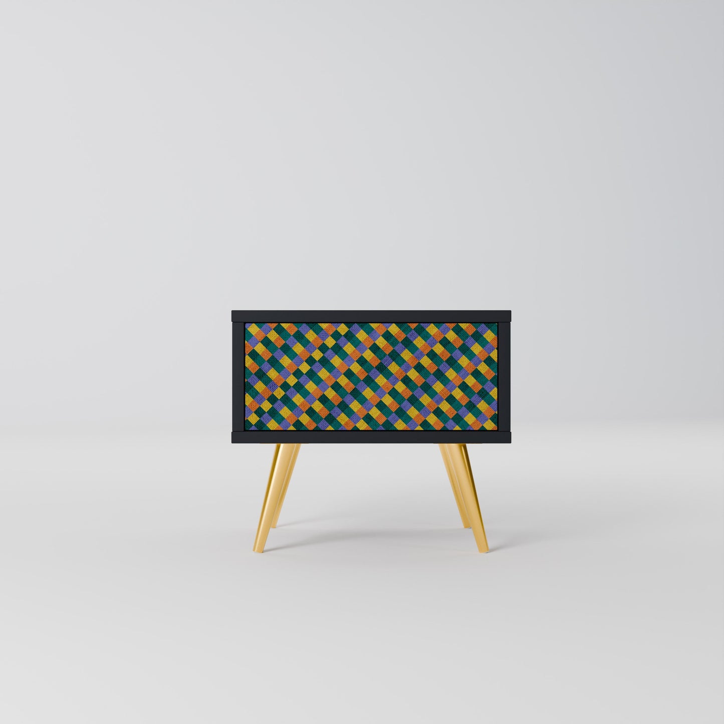 MÅLADE KVADRAT MIX nattduksbord i svart finish