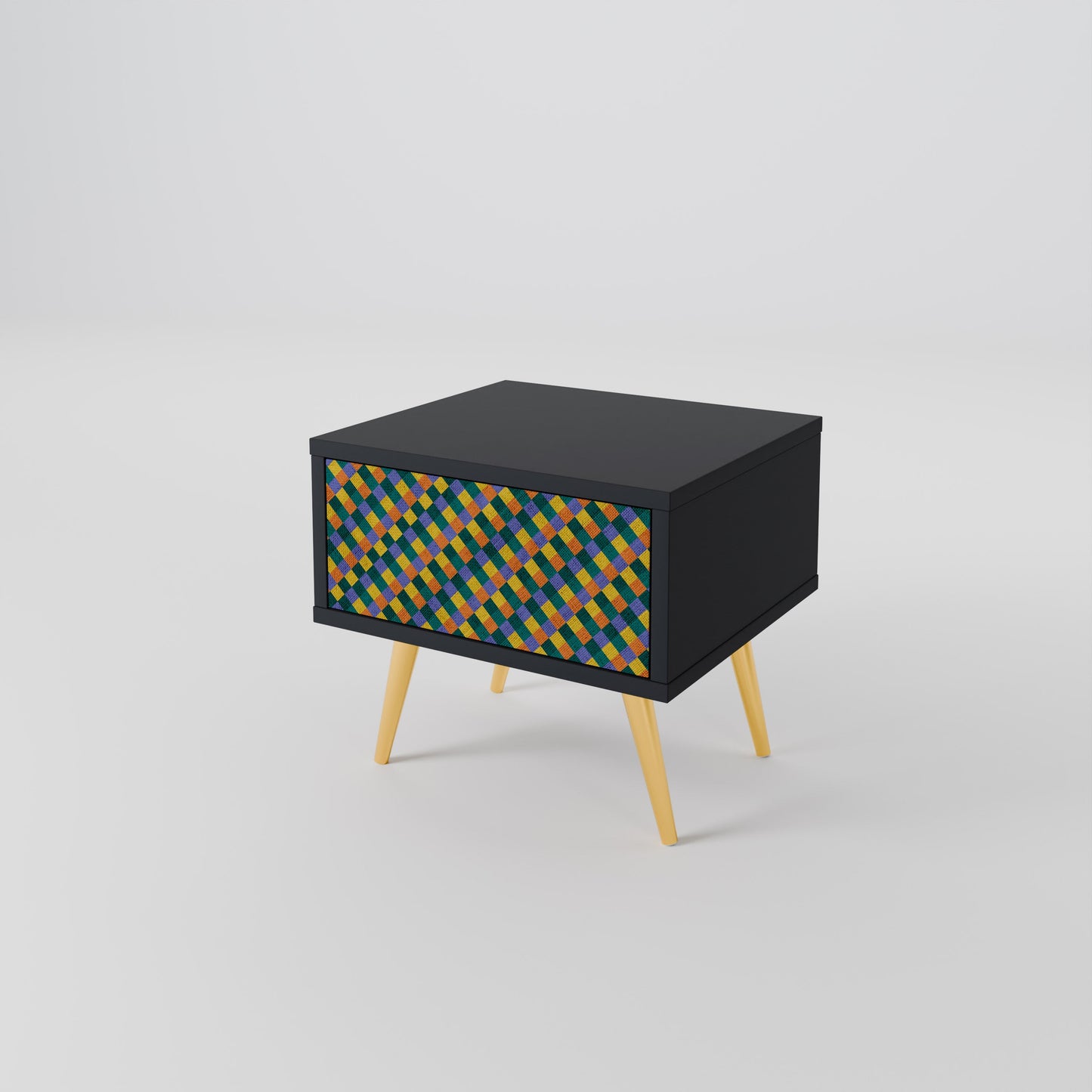 MÅLADE KVADRAT MIX nattduksbord i svart finish