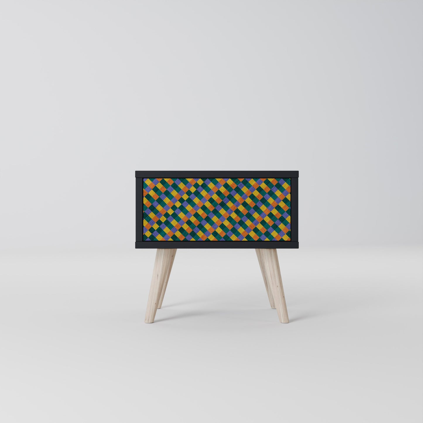 MÅLADE KVADRAT MIX nattduksbord i svart finish