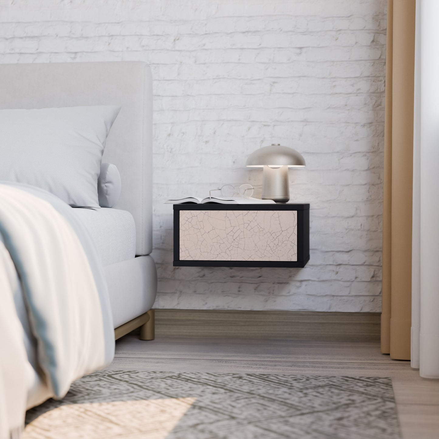 CERAMIC TEXTURE Nightstand in Black Finish