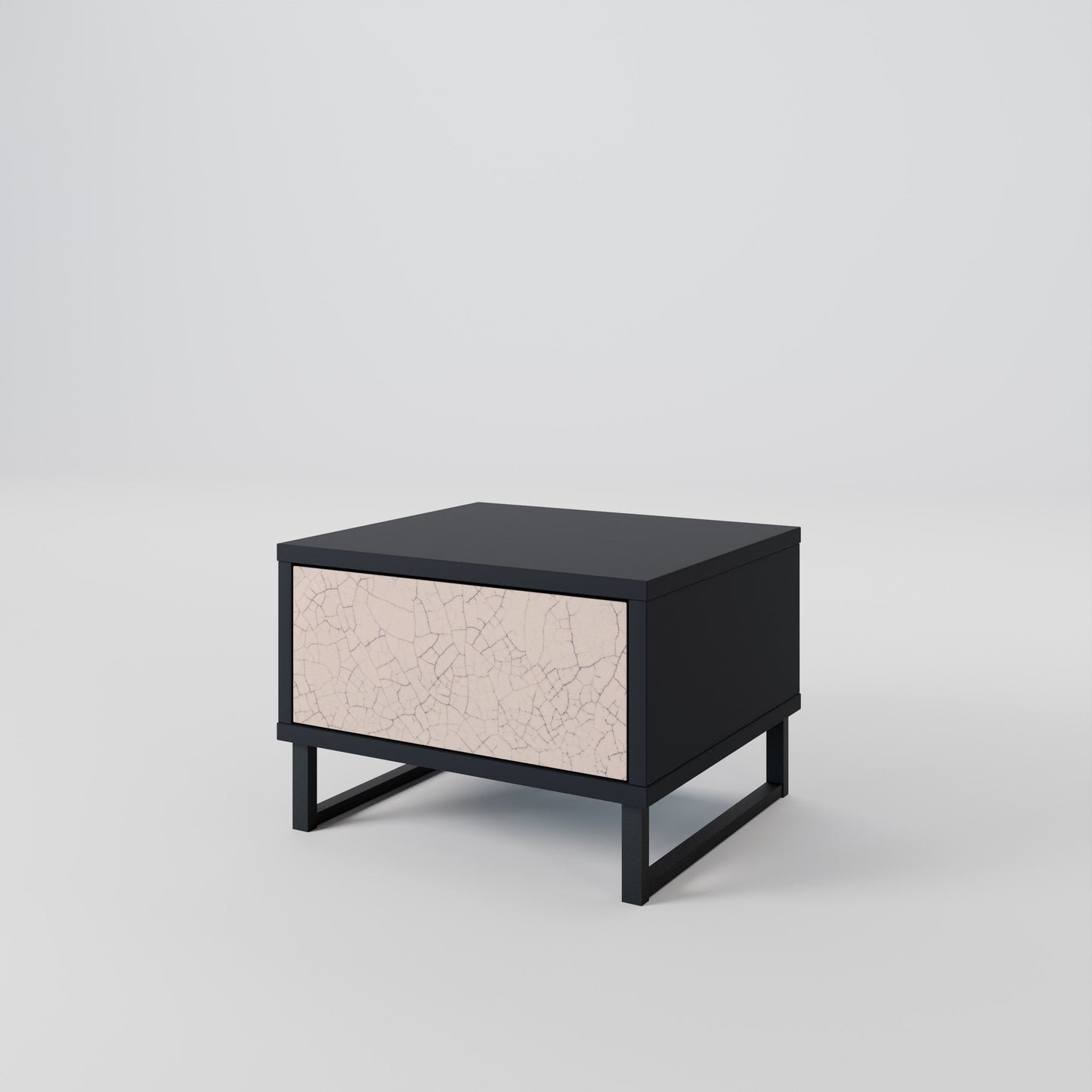 CERAMIC TEXTURE Nightstand in Black Finish