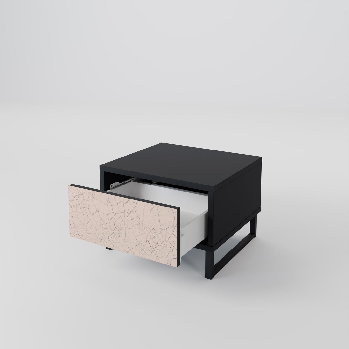 CERAMIC TEXTURE Nightstand in Black Finish