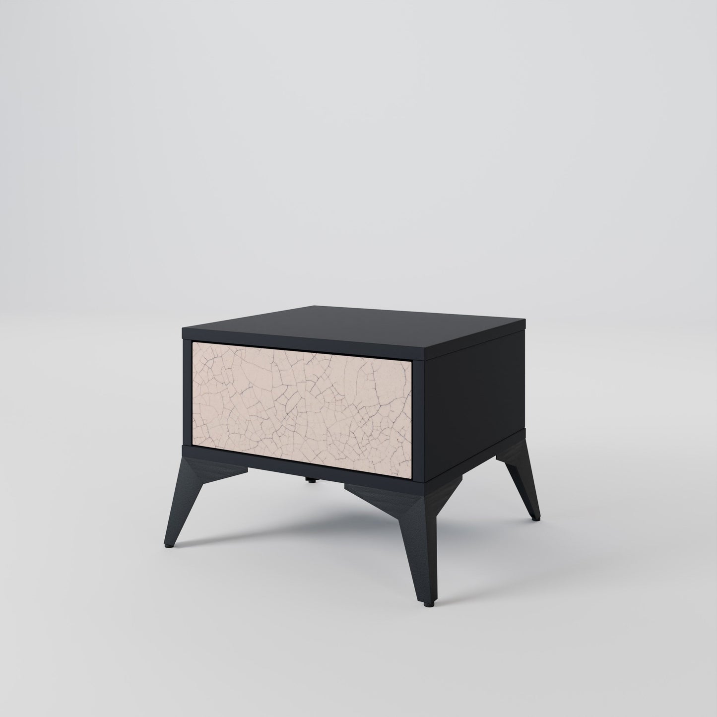 CERAMIC TEXTURE Nightstand in Black Finish