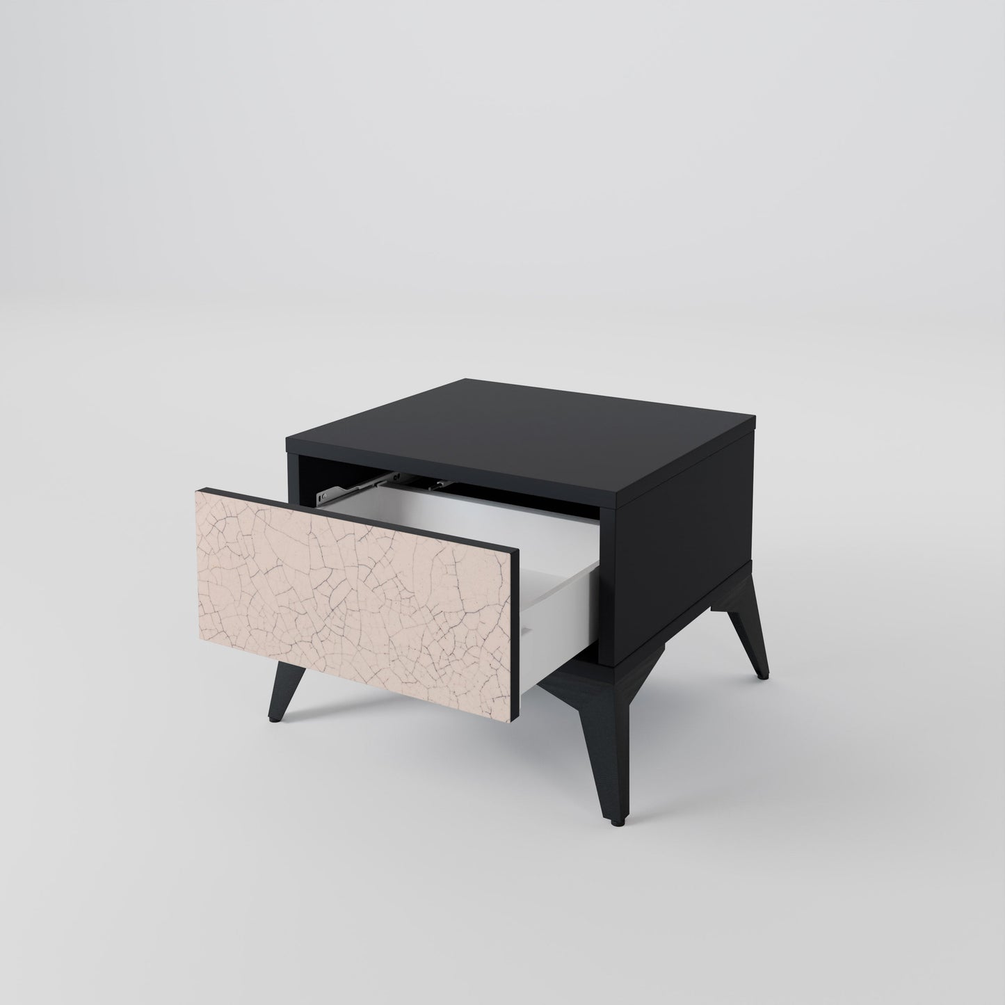 CERAMIC TEXTURE Nightstand in Black Finish