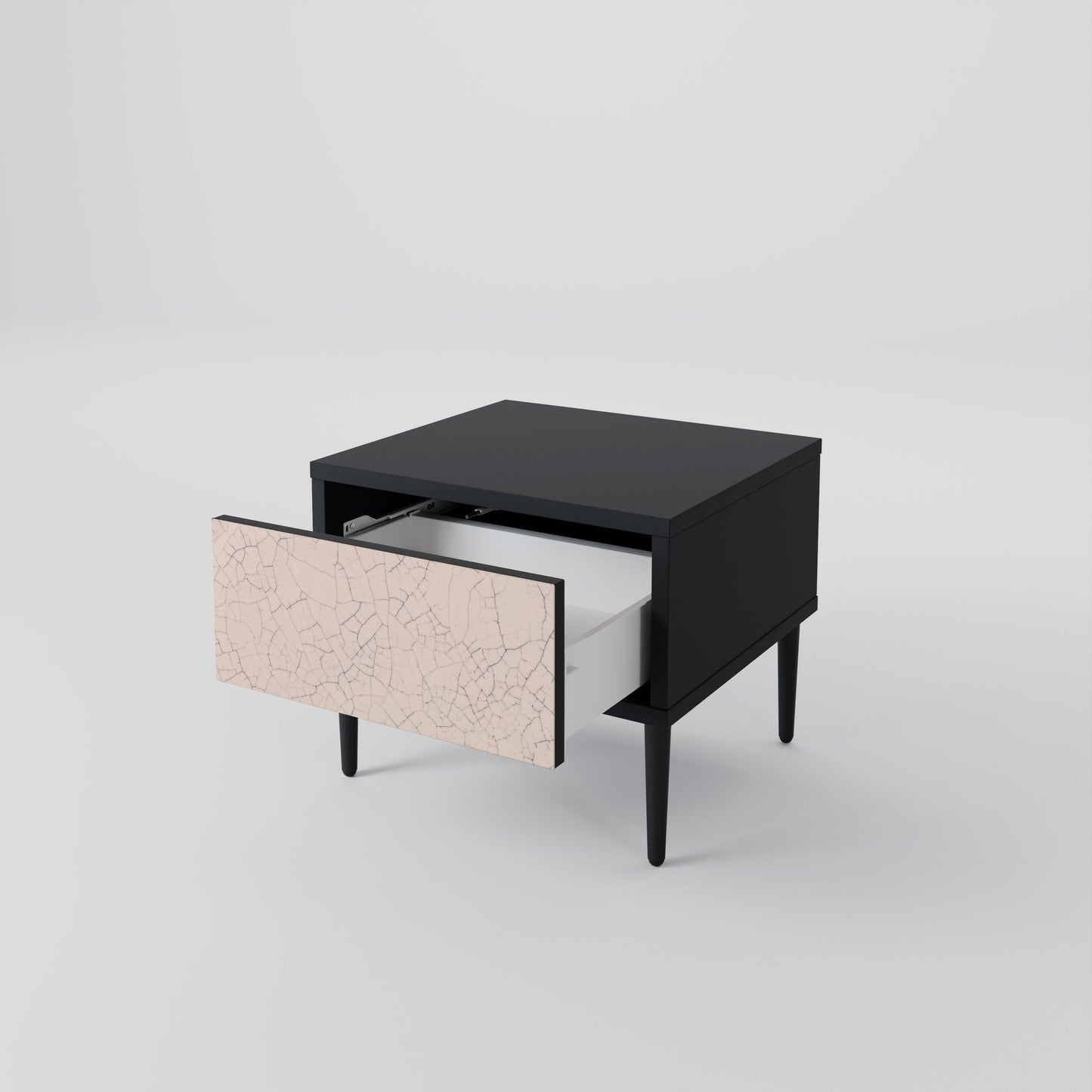 CERAMIC TEXTURE Nightstand in Black Finish