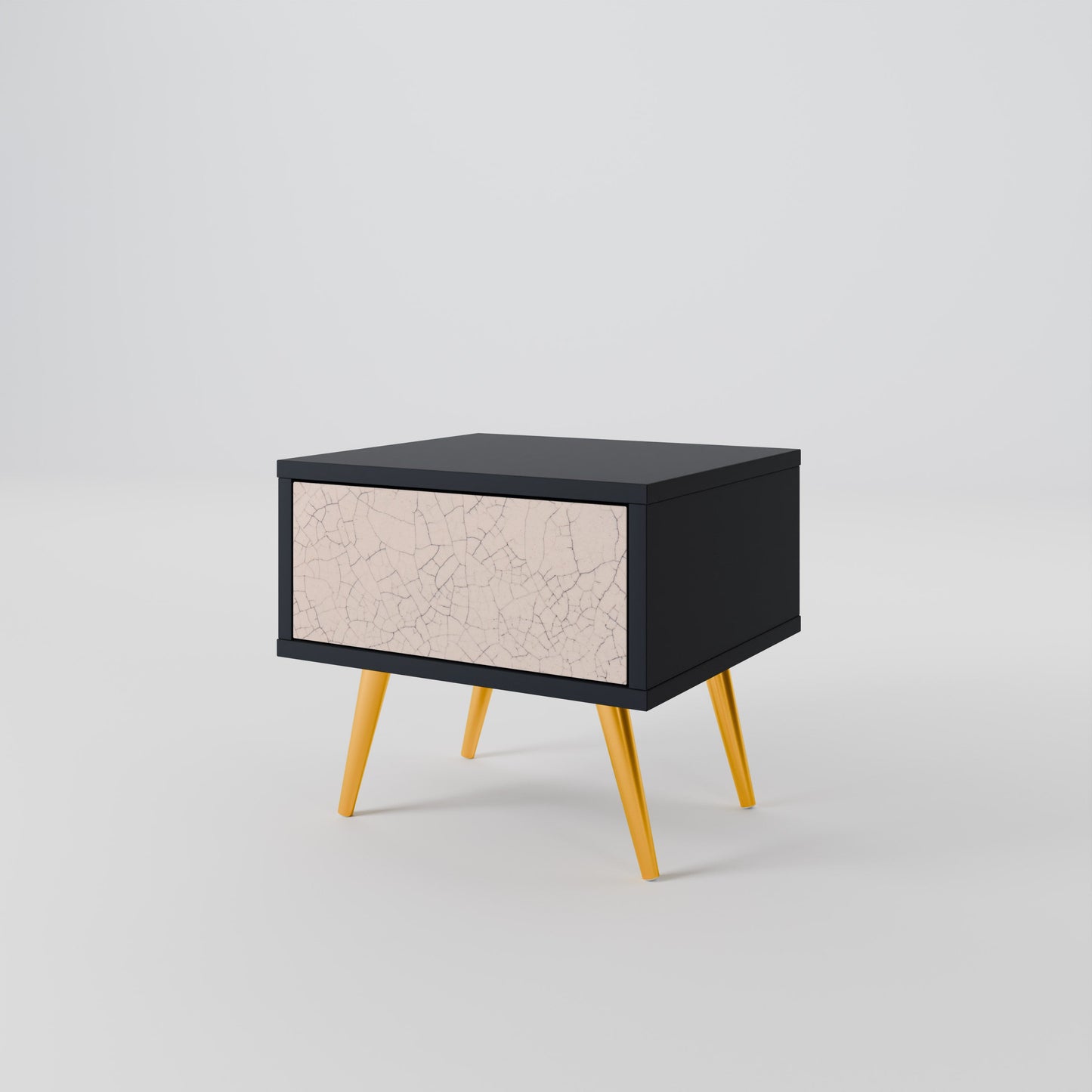 CERAMIC TEXTURE Nightstand in Black Finish
