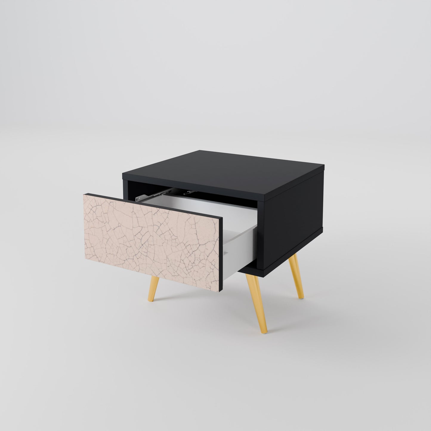 CERAMIC TEXTURE Nightstand in Black Finish
