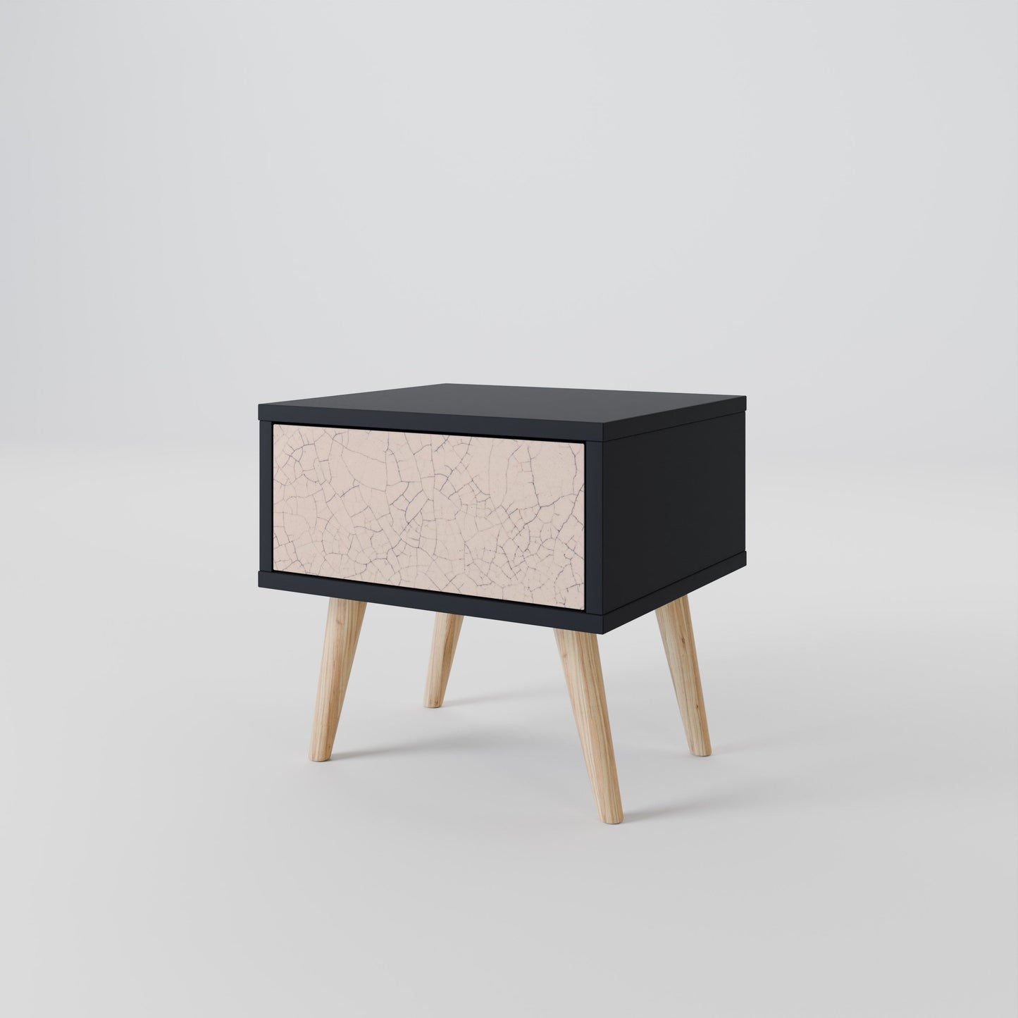 CERAMIC TEXTURE Nightstand in Black Finish