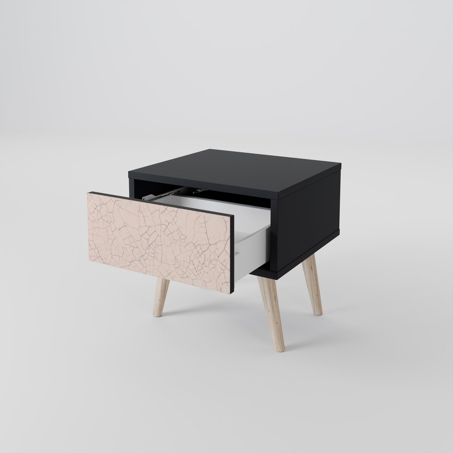 CERAMIC TEXTURE Nightstand in Black Finish