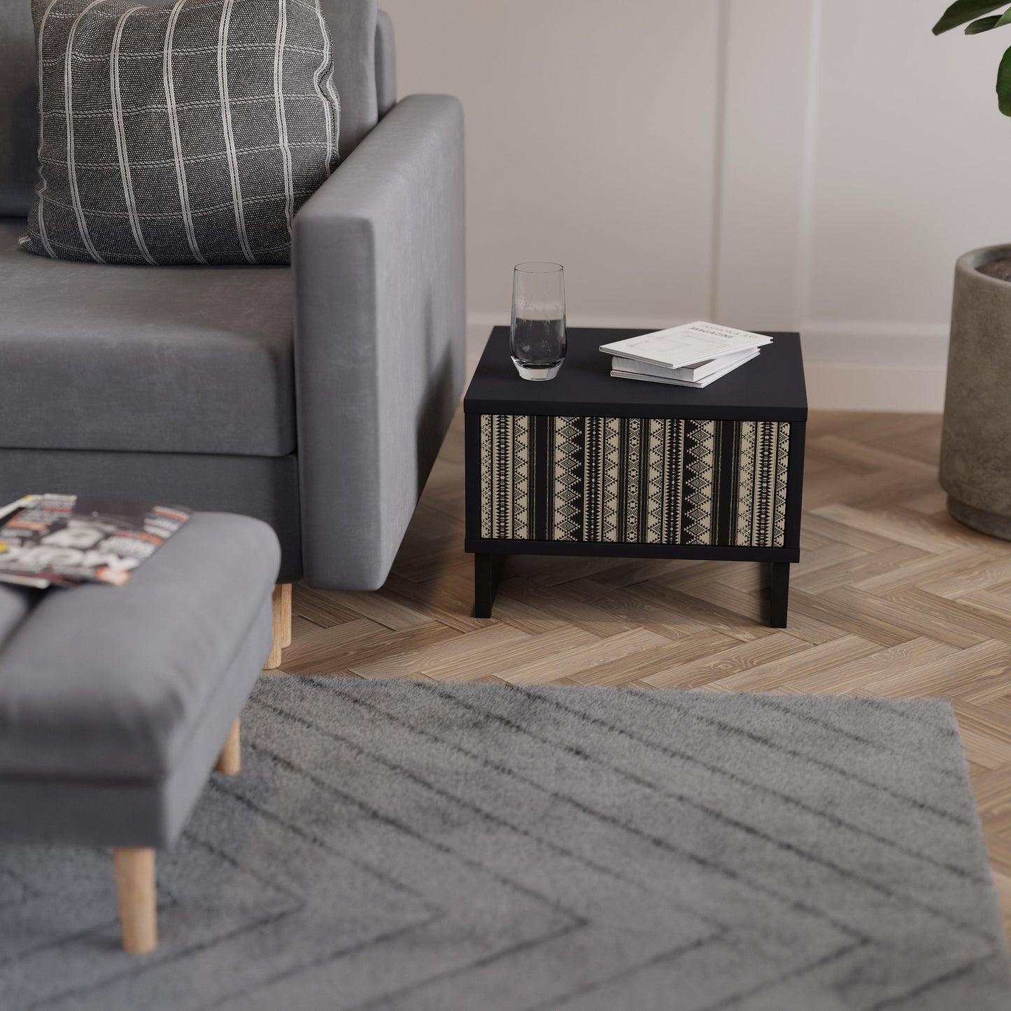 AZTEC Nightstand in Black Finish