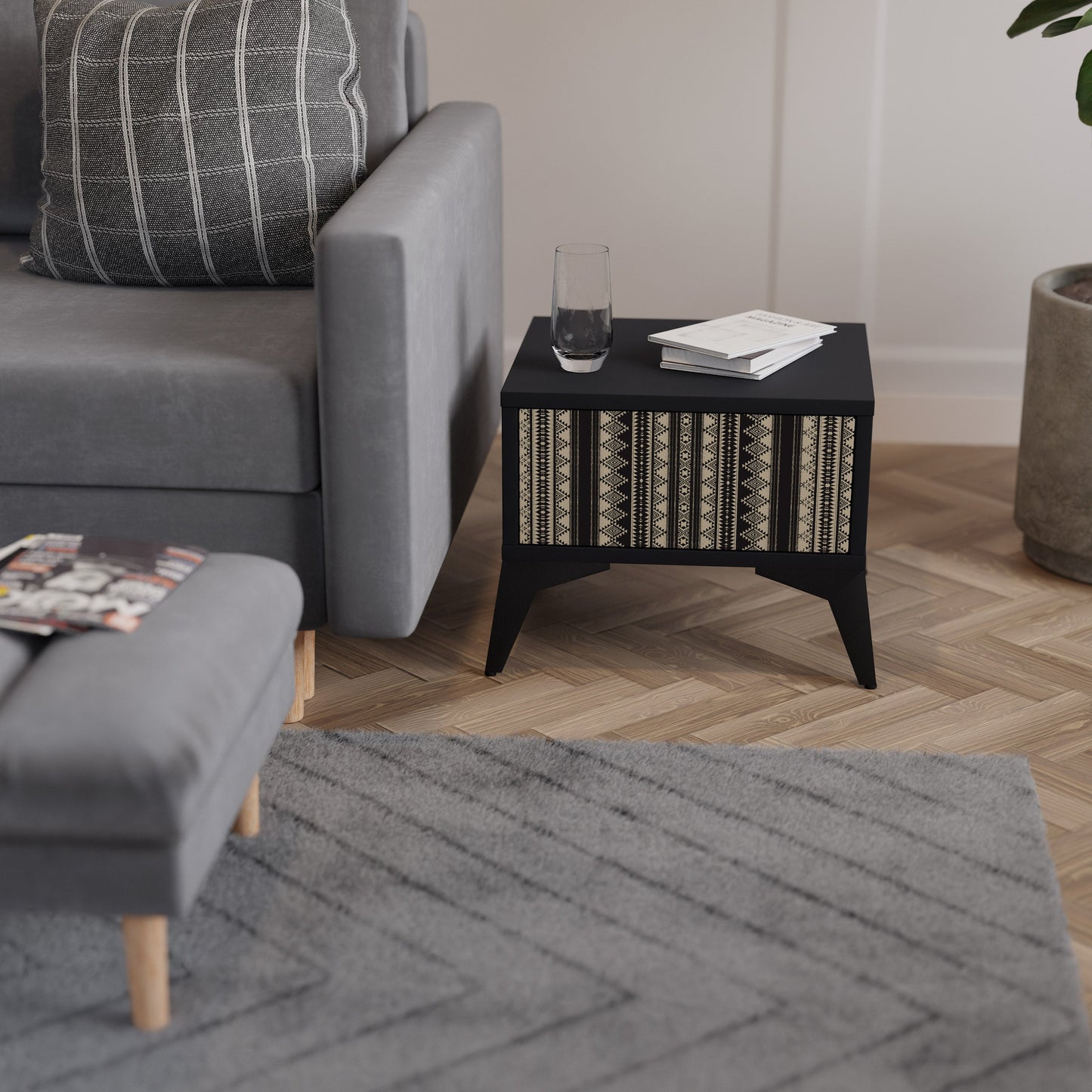AZTEC Nightstand in Black Finish