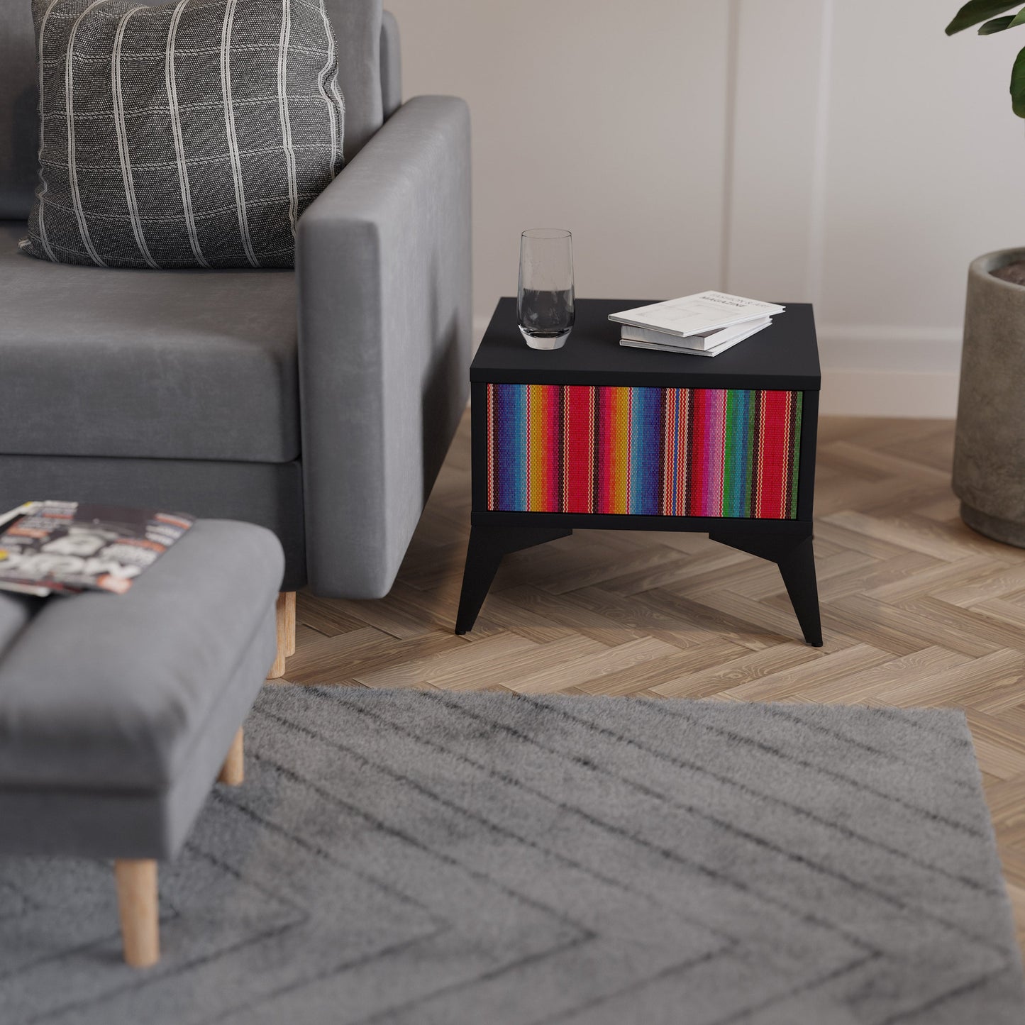 ETNISK MEXIKANSK SJUKBORD i svart finish