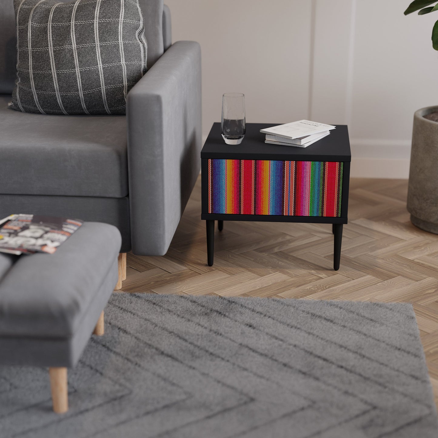 ETNISK MEXIKANSK SJUKBORD i svart finish