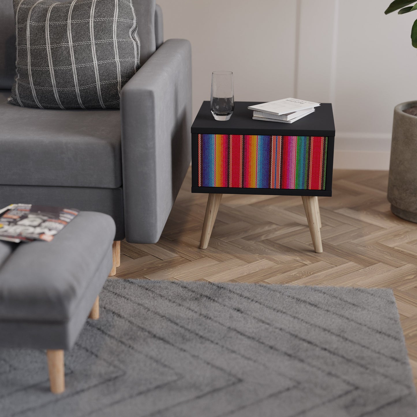 ETNISK MEXIKANSK SJUKBORD i svart finish