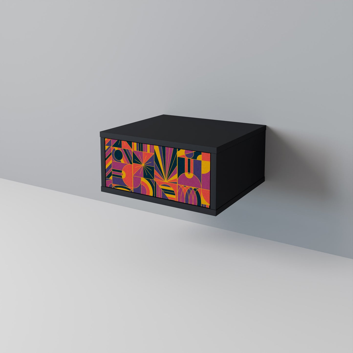 ELECTRIC PATTERNS nattduksbord i svart finish
