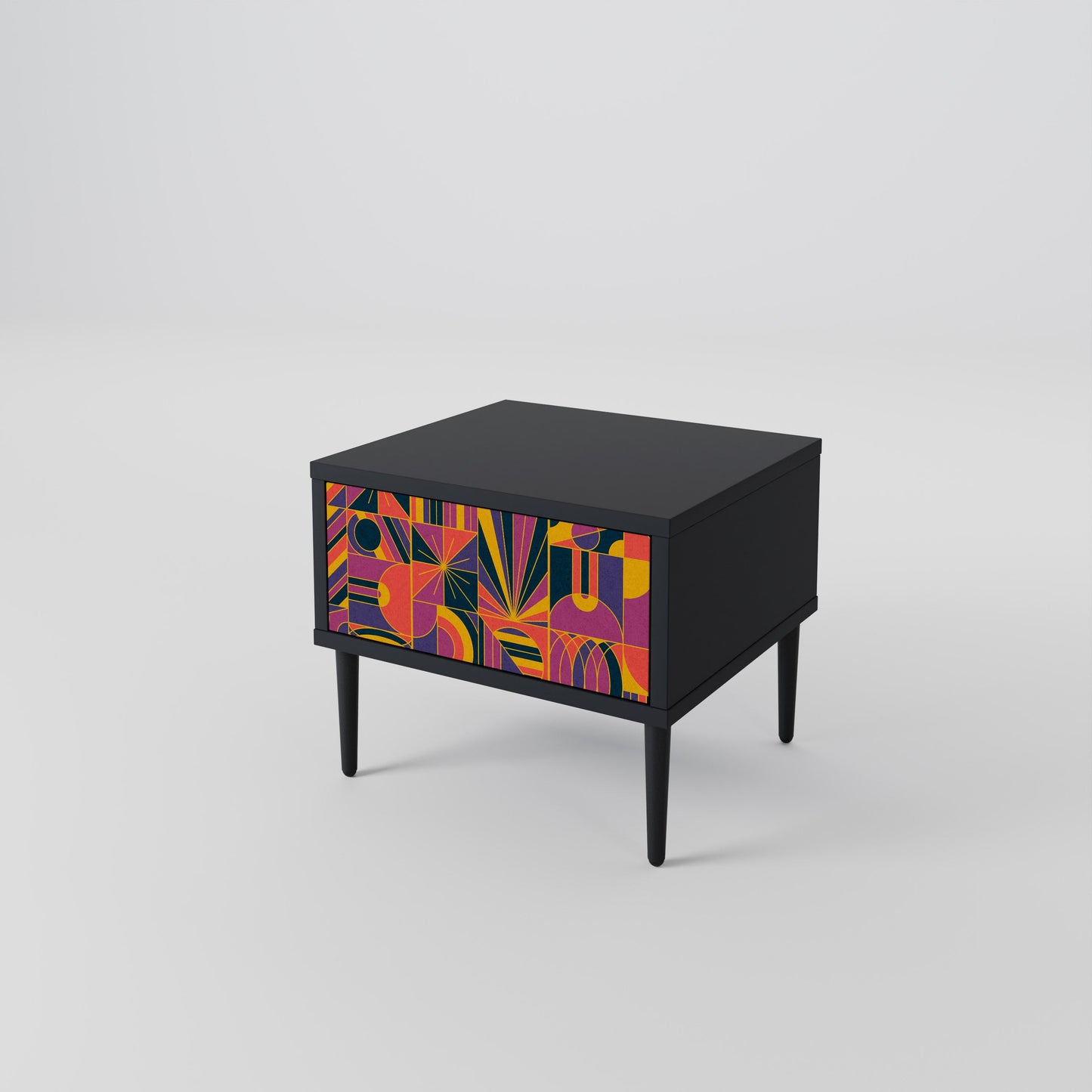 ELECTRIC PATTERNS nattduksbord i svart finish