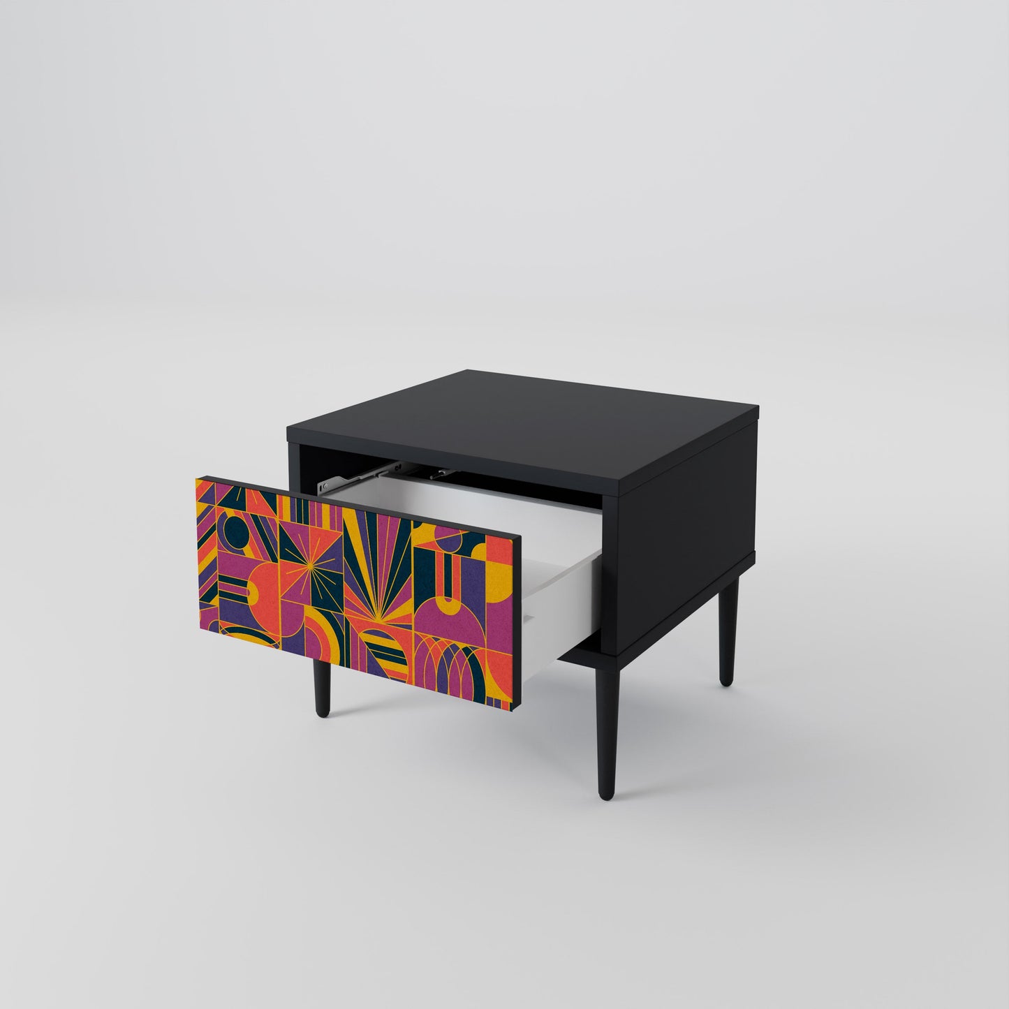ELECTRIC PATTERNS nattduksbord i svart finish