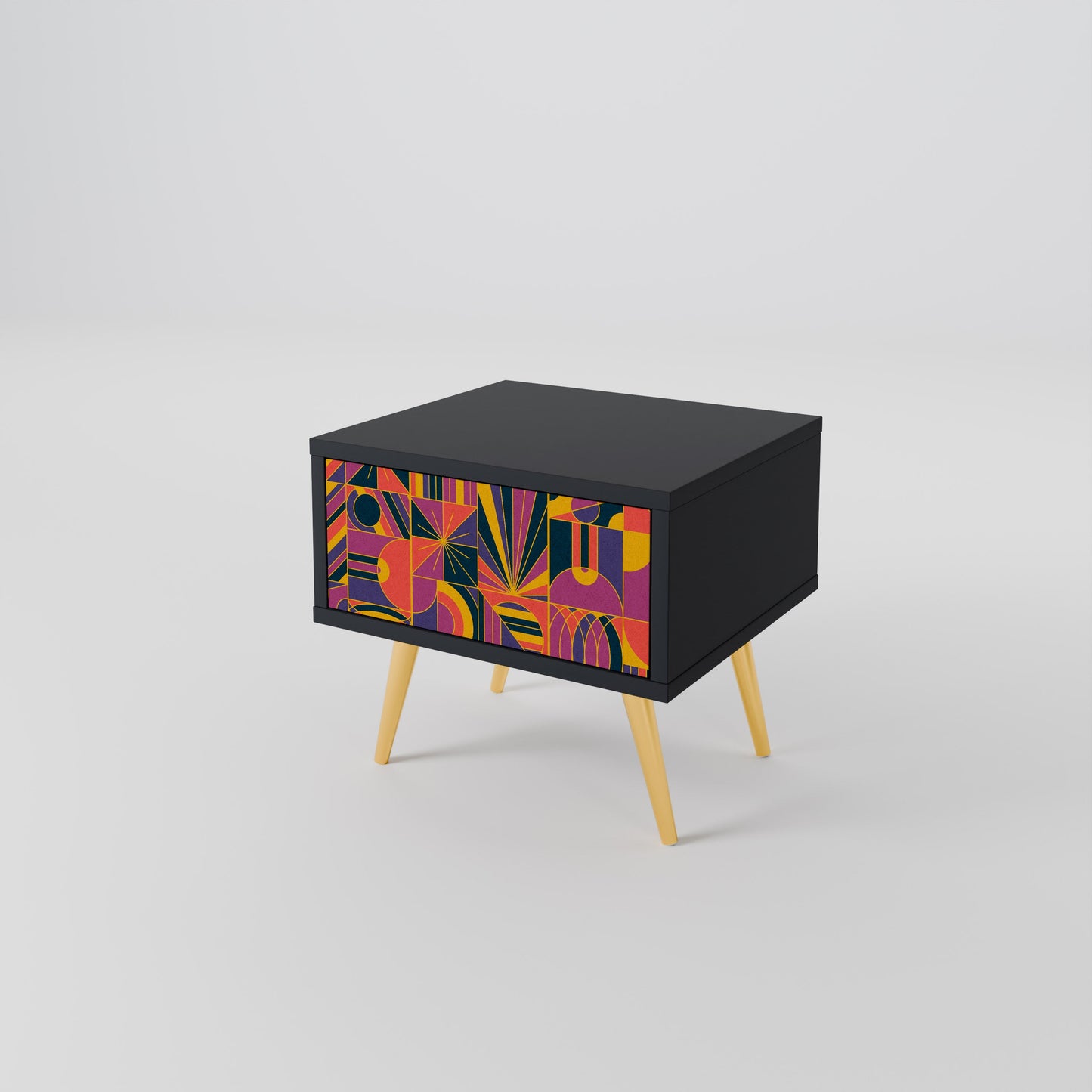 ELECTRIC PATTERNS nattduksbord i svart finish