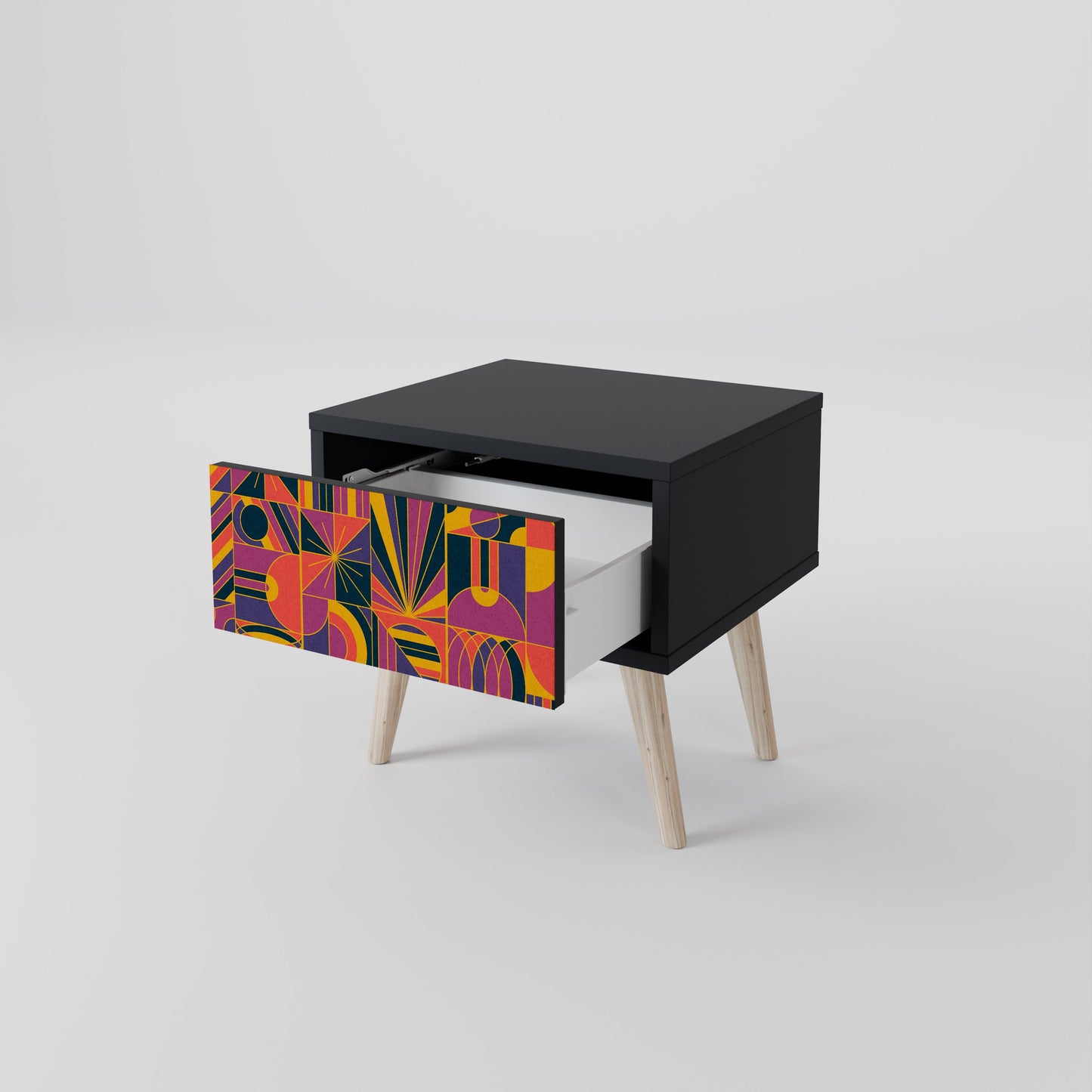 ELECTRIC PATTERNS nattduksbord i svart finish