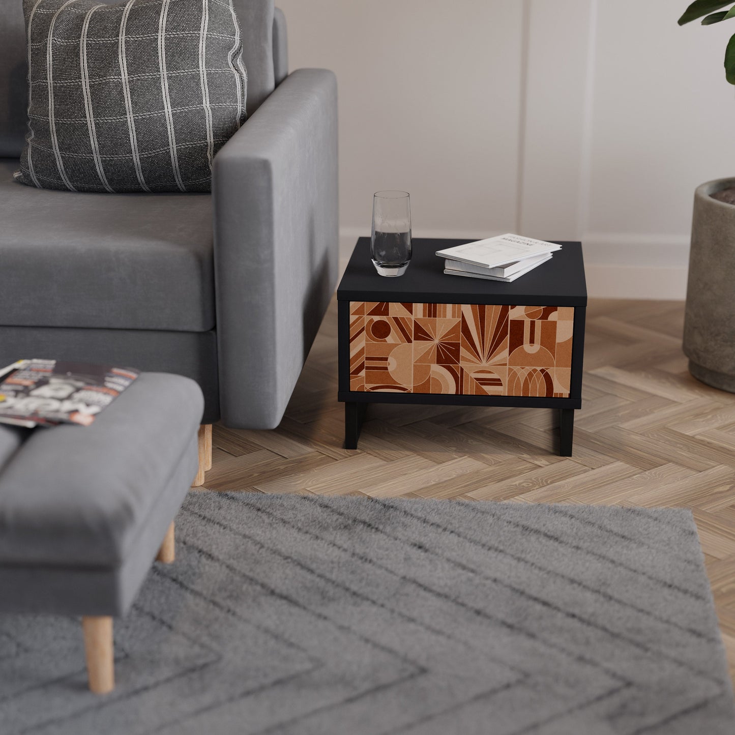 PRISM MOSAIC nattduksbord i svart finish