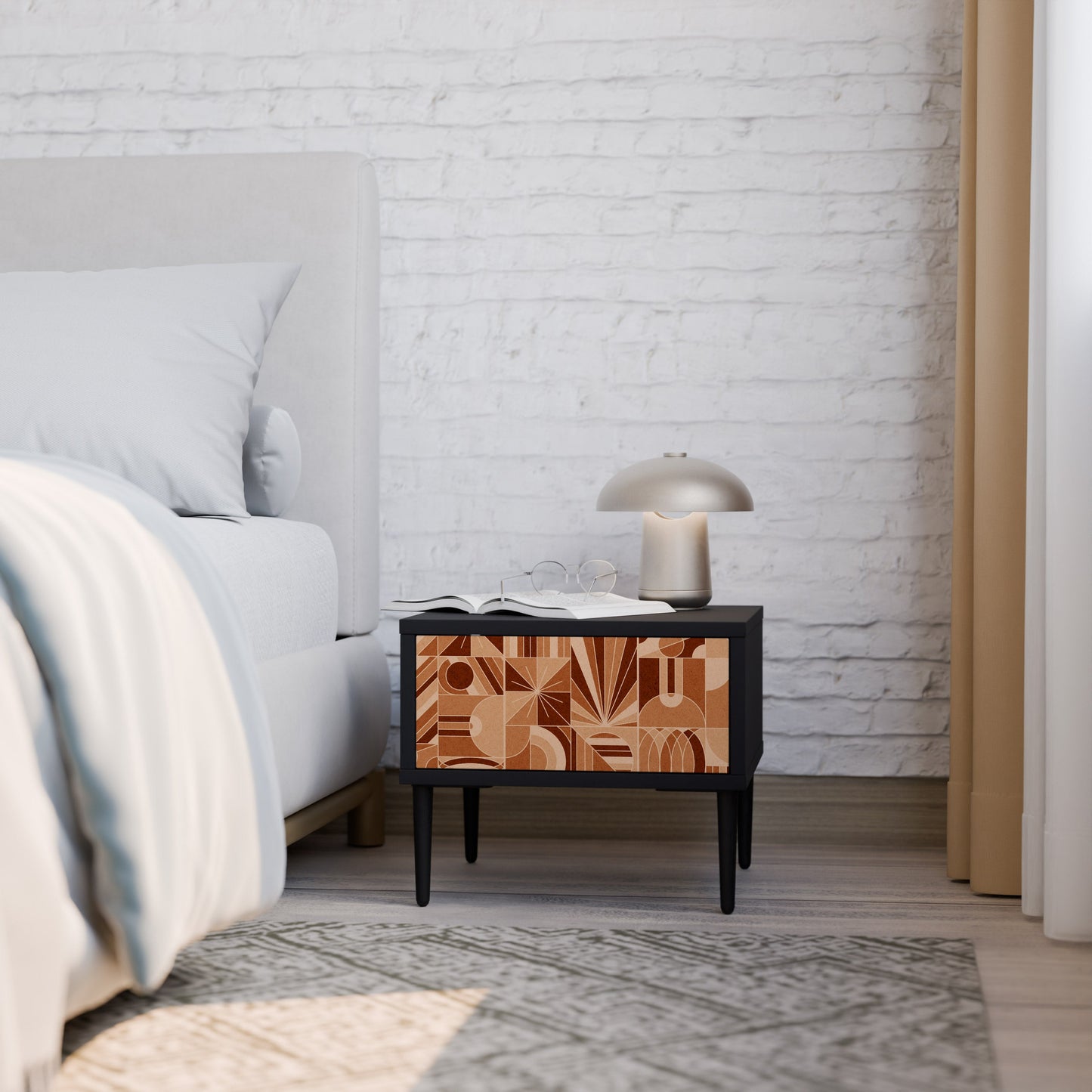 PRISM MOSAIC nattduksbord i svart finish