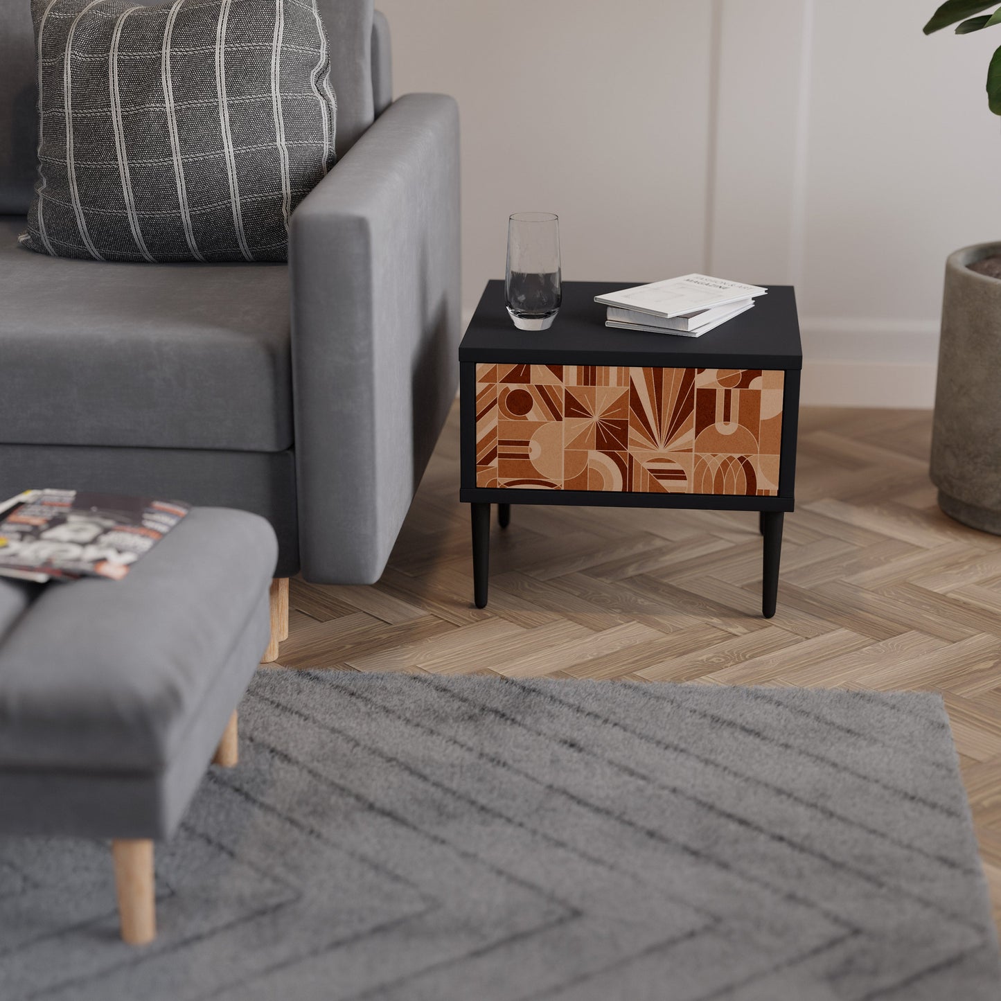 PRISM MOSAIC nattduksbord i svart finish