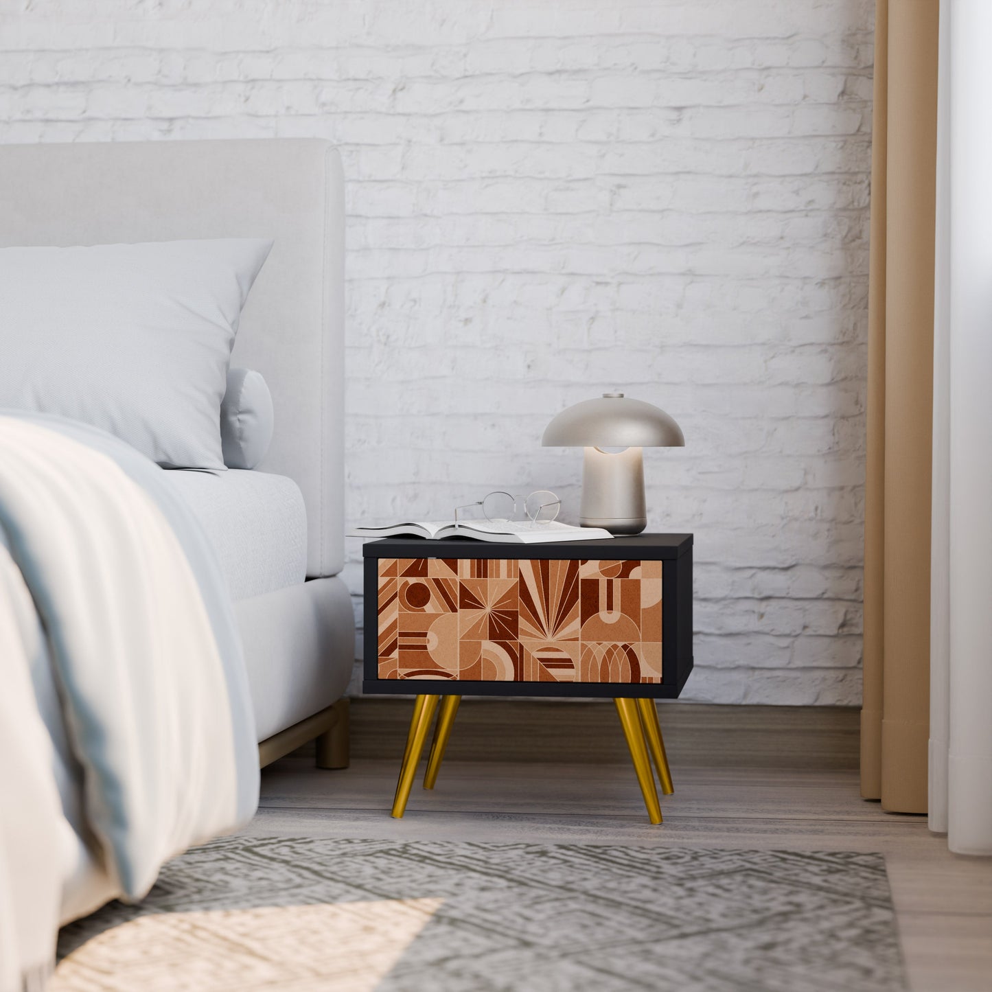 PRISM MOSAIC nattduksbord i svart finish