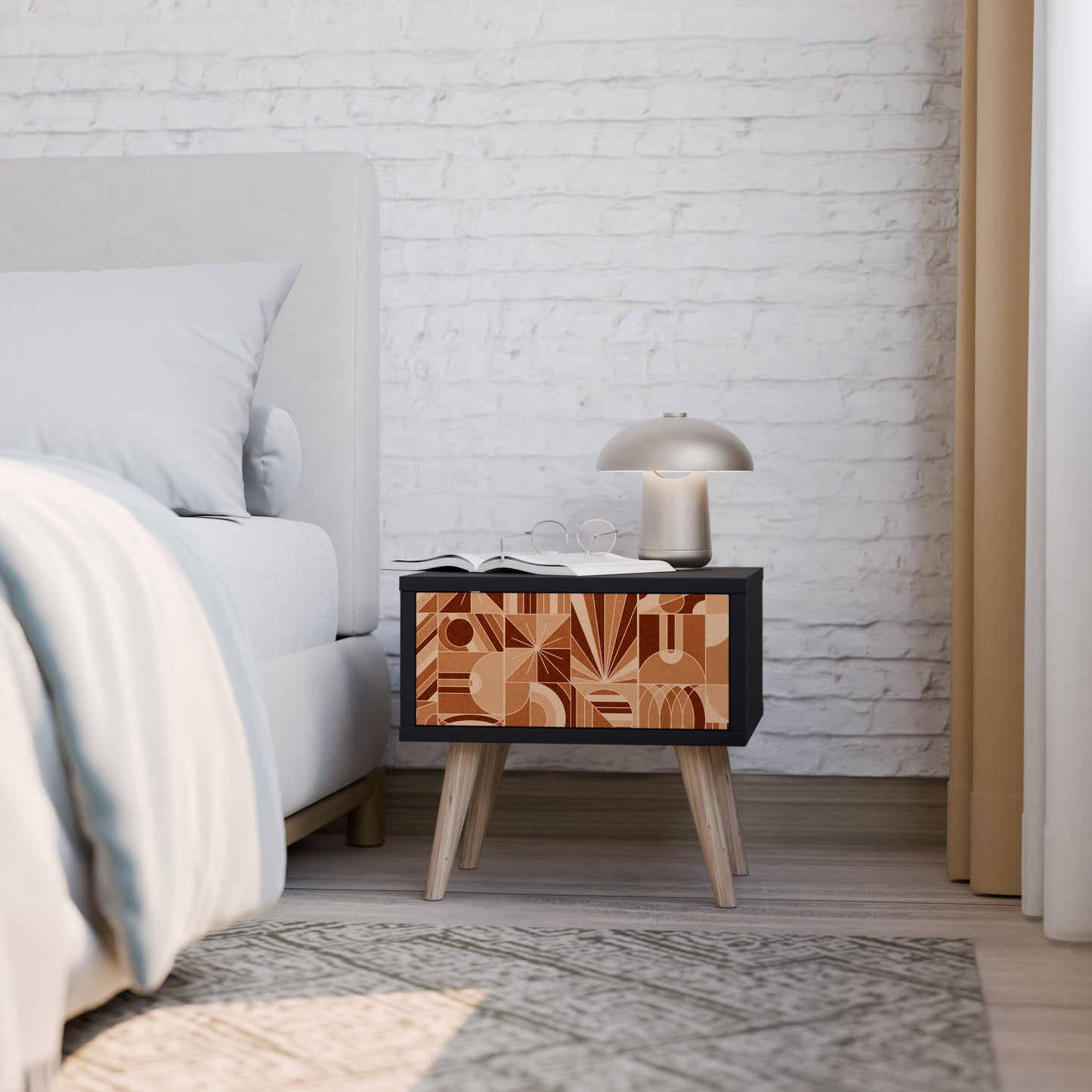PRISM MOSAIC nattduksbord i svart finish