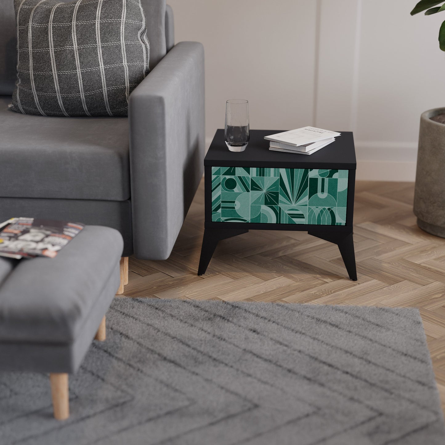 HARMONIC GRID nattduksbord i svart finish