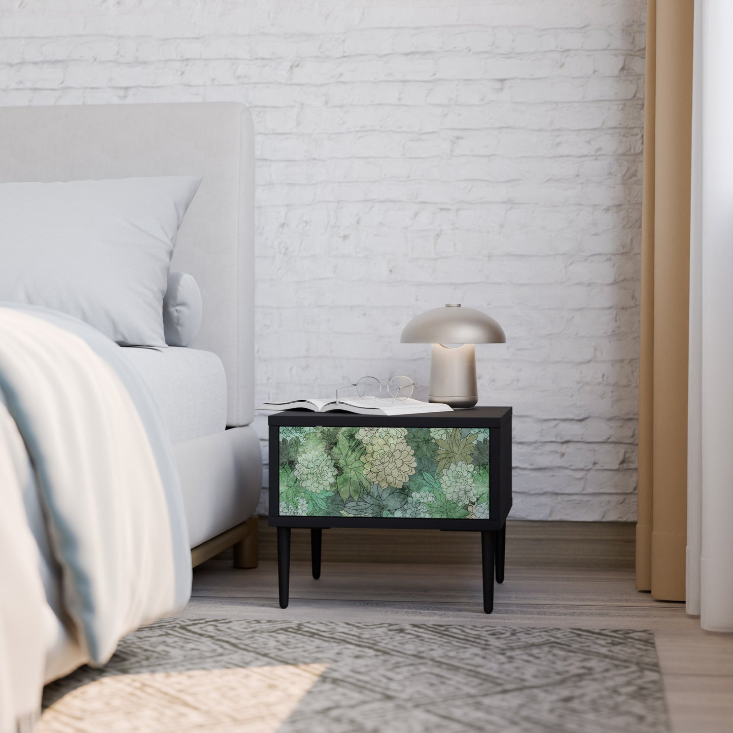 SUCCULENT CLUSTER nattduksbord i svart finish