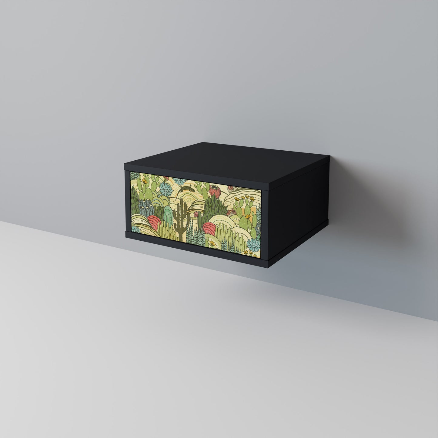 Nattduksbord med SUCCULENTS KALEIDOSCOP i svart finish