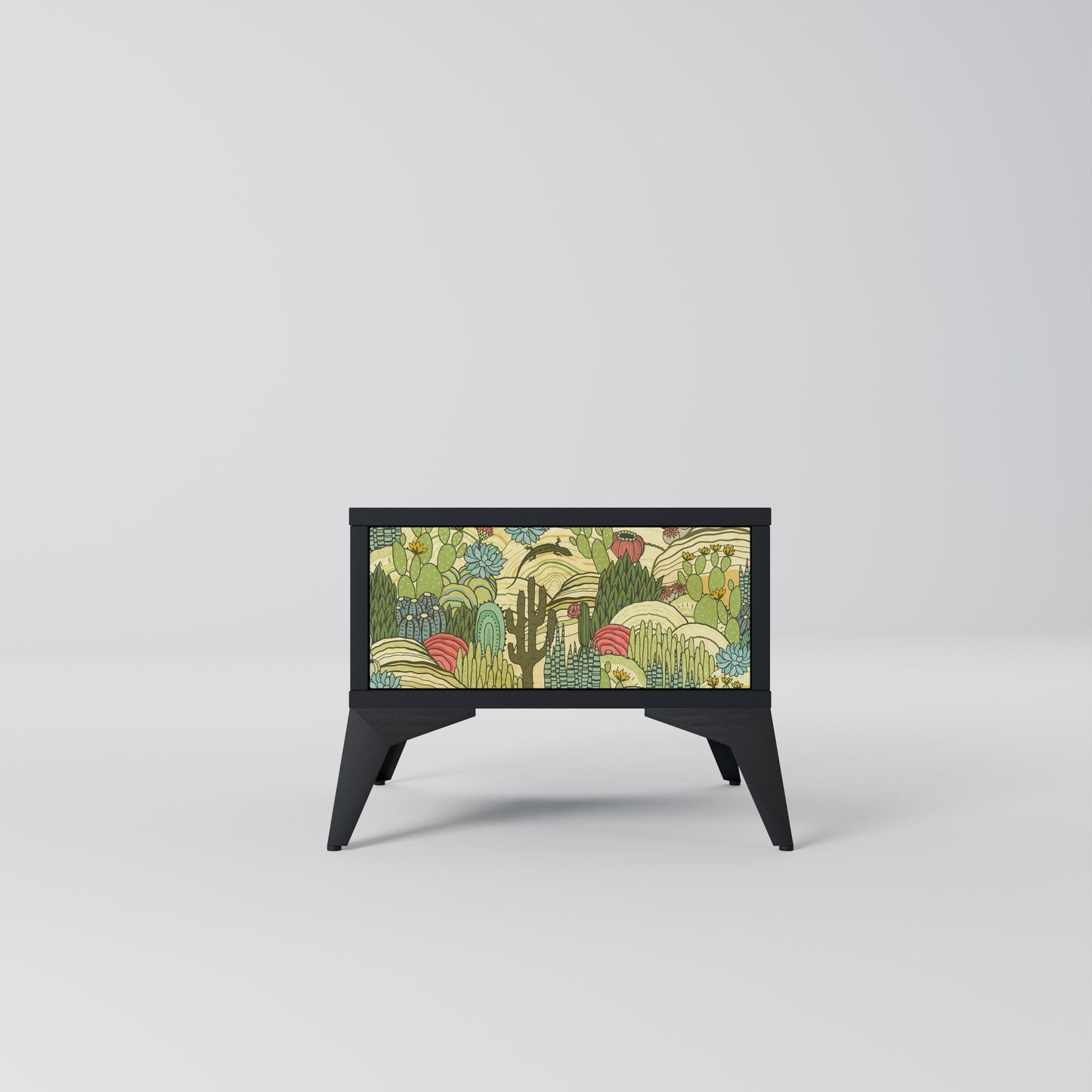 Nattduksbord med SUCCULENTS KALEIDOSCOP i svart finish