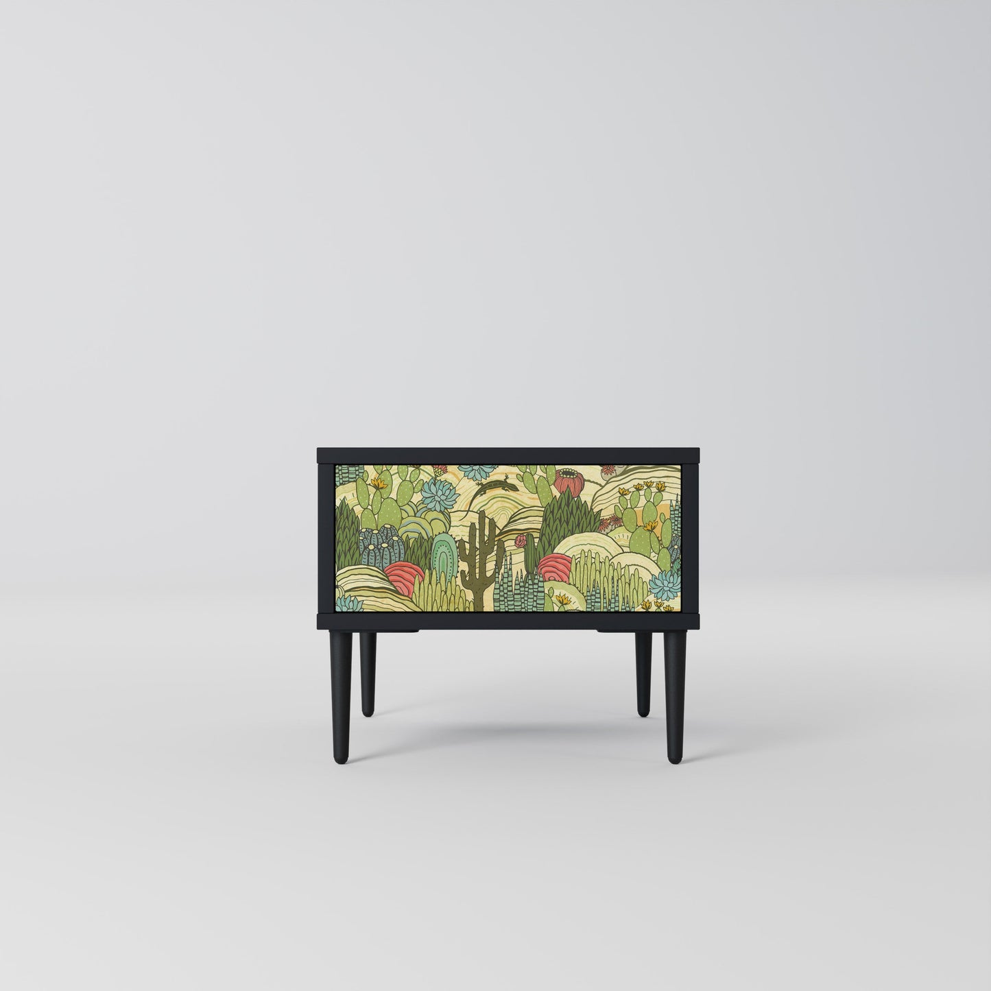 Nattduksbord med SUCCULENTS KALEIDOSCOP i svart finish