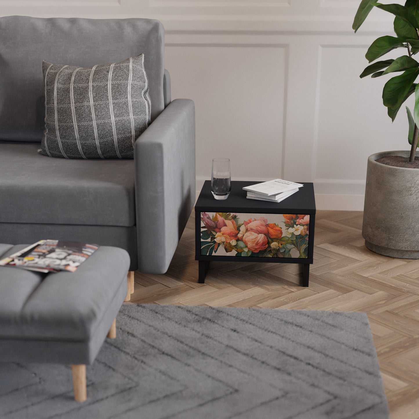 STYLISH BEAUTY Nattduksbord i svart finish
