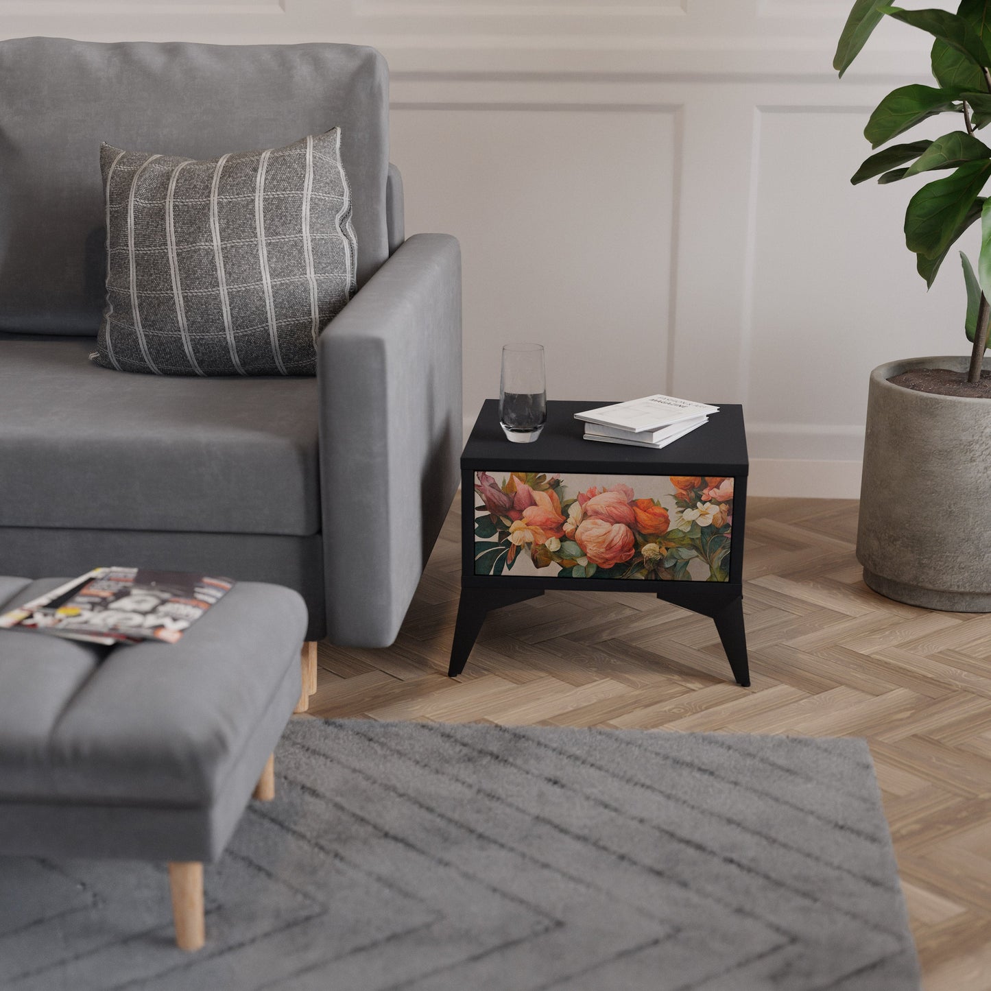 STYLISH BEAUTY Nattduksbord i svart finish