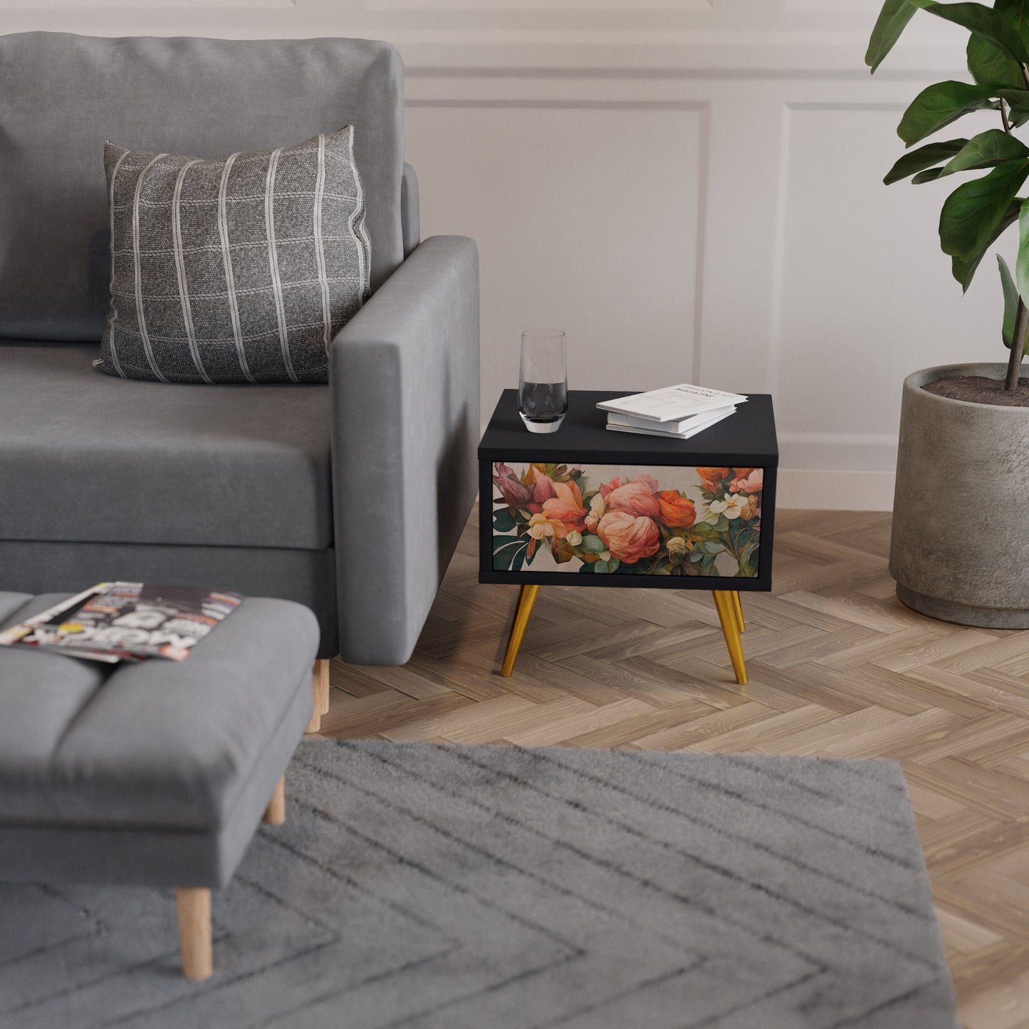 STYLISH BEAUTY Nattduksbord i svart finish