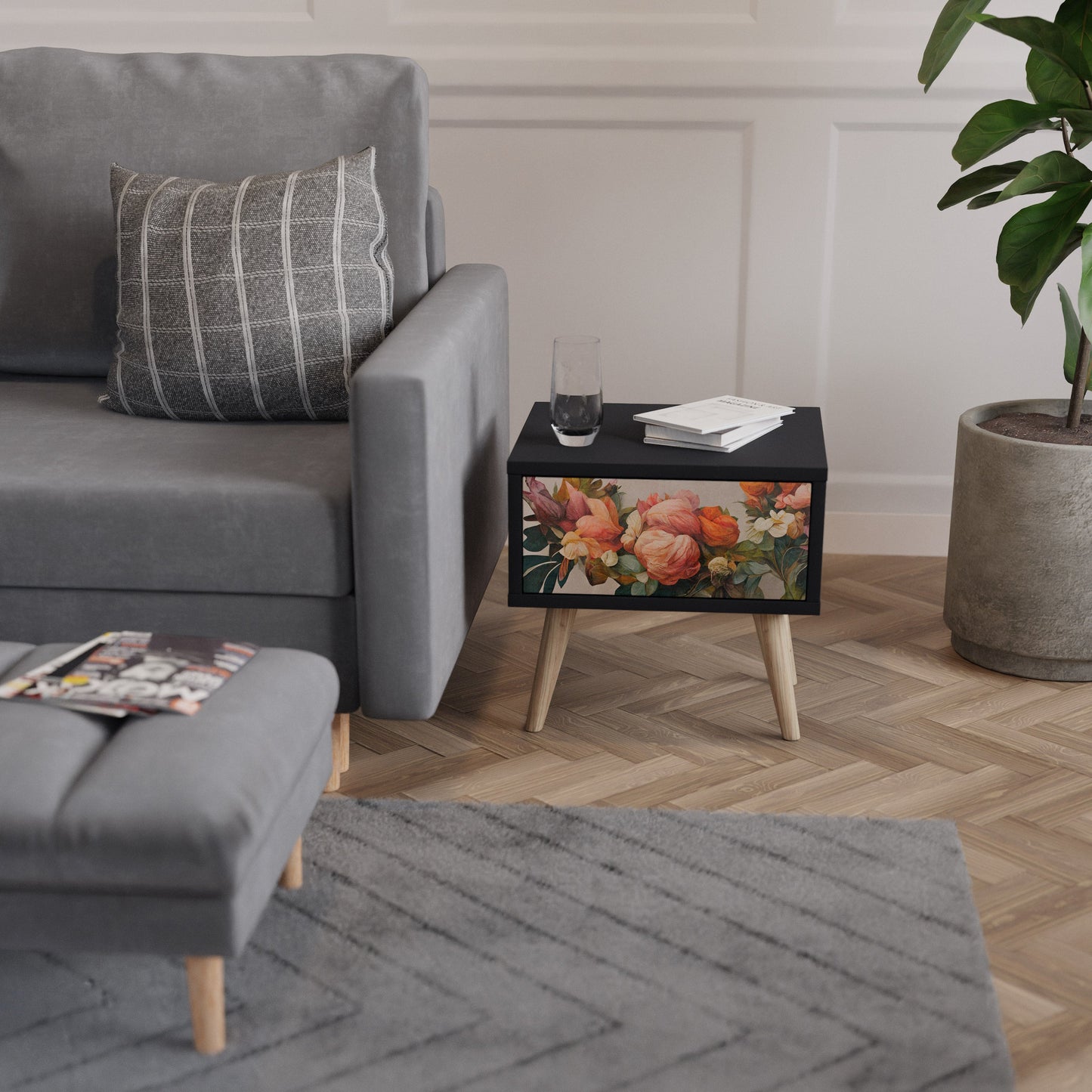STYLISH BEAUTY Nattduksbord i svart finish