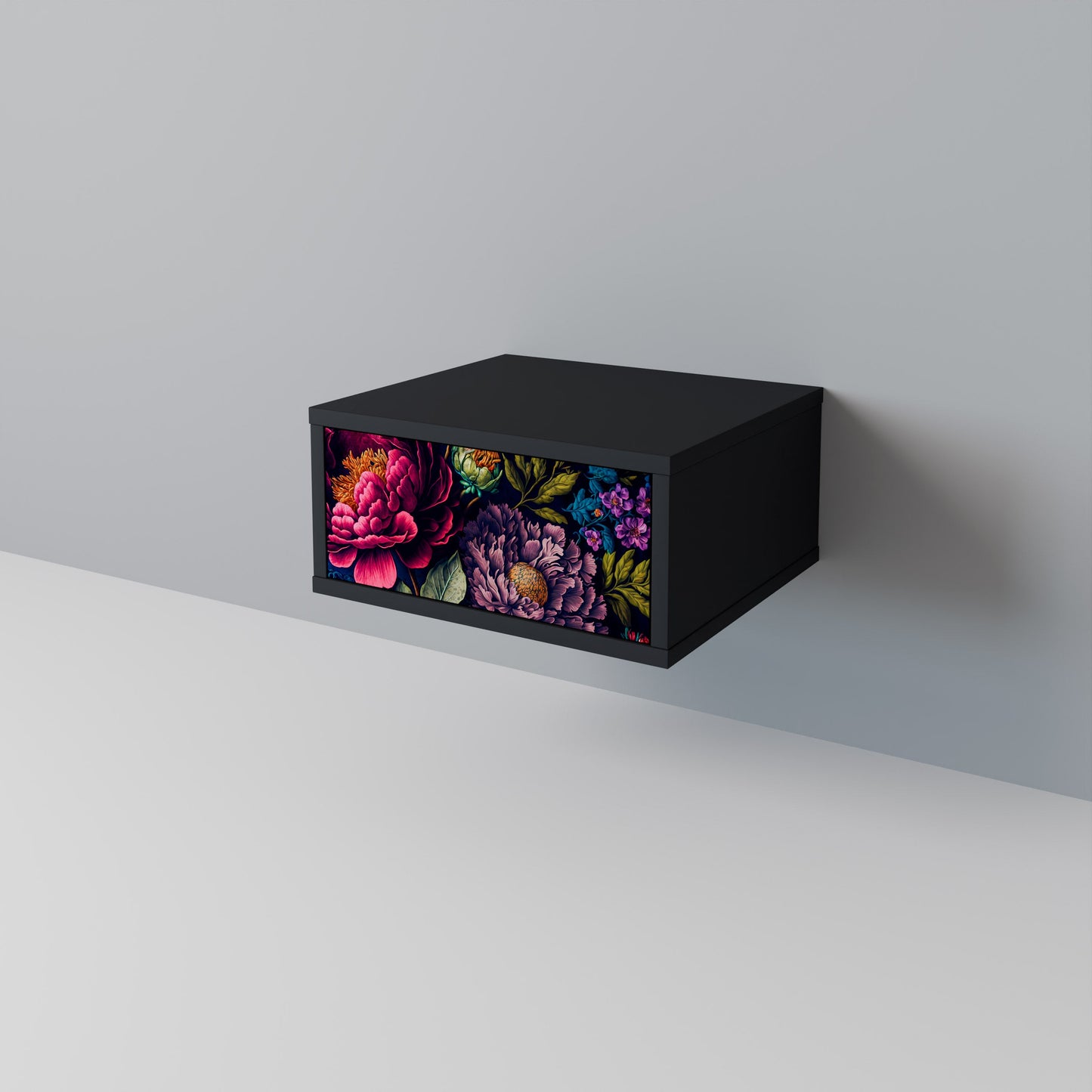 BLOOMING ELEGANCE Nattduksbord i svart finish