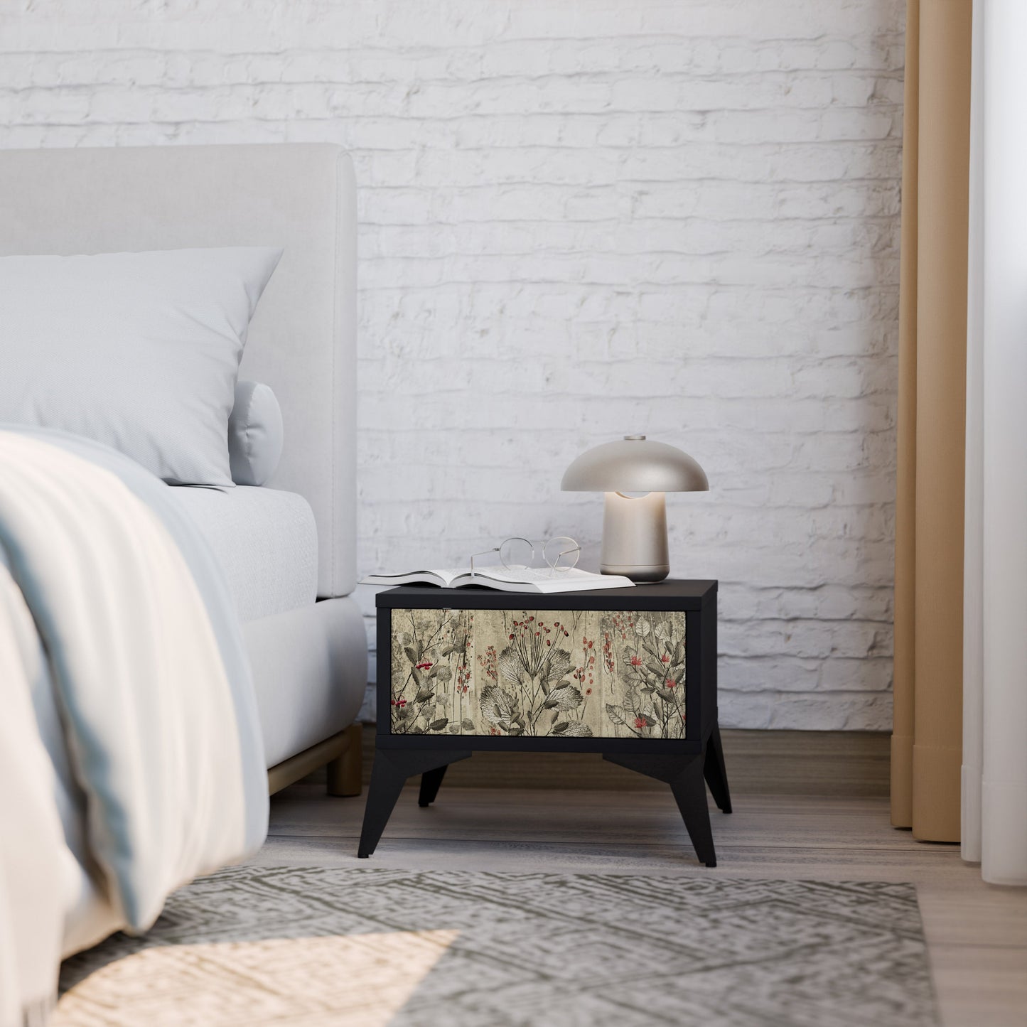 HERBAL GRACE nattduksbord i svart finish