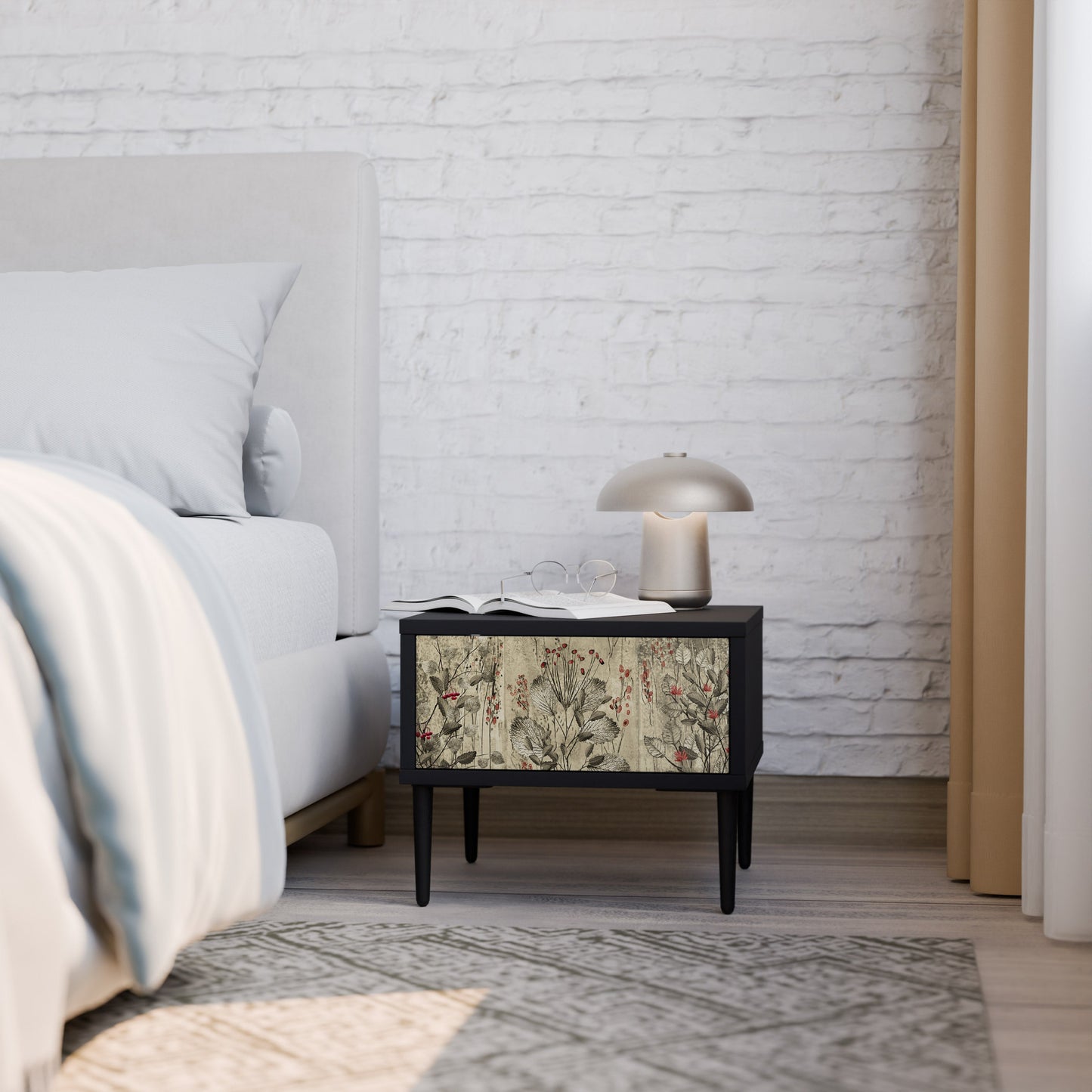 HERBAL GRACE nattduksbord i svart finish