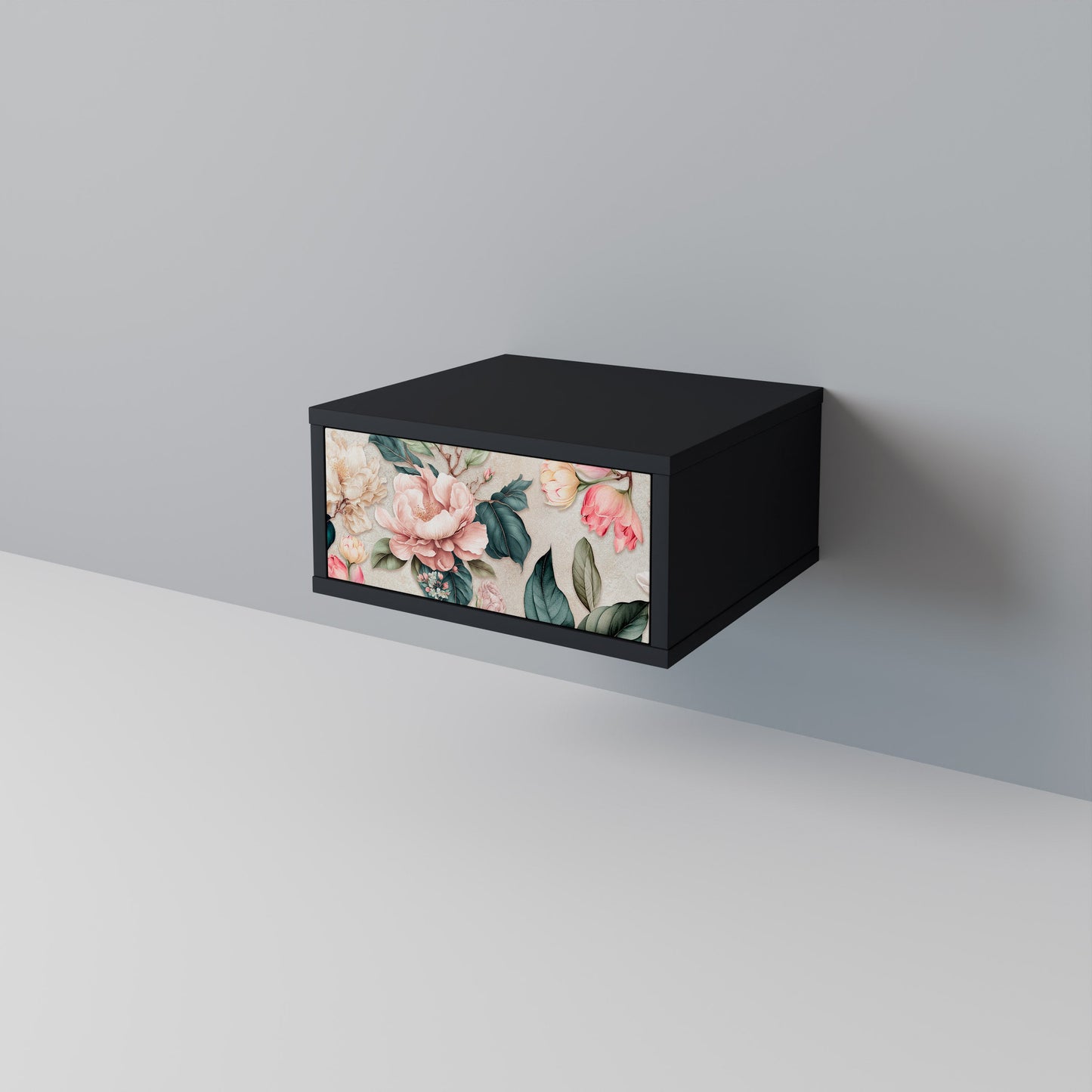 FLORAL GRACE nattduksbord i svart finish