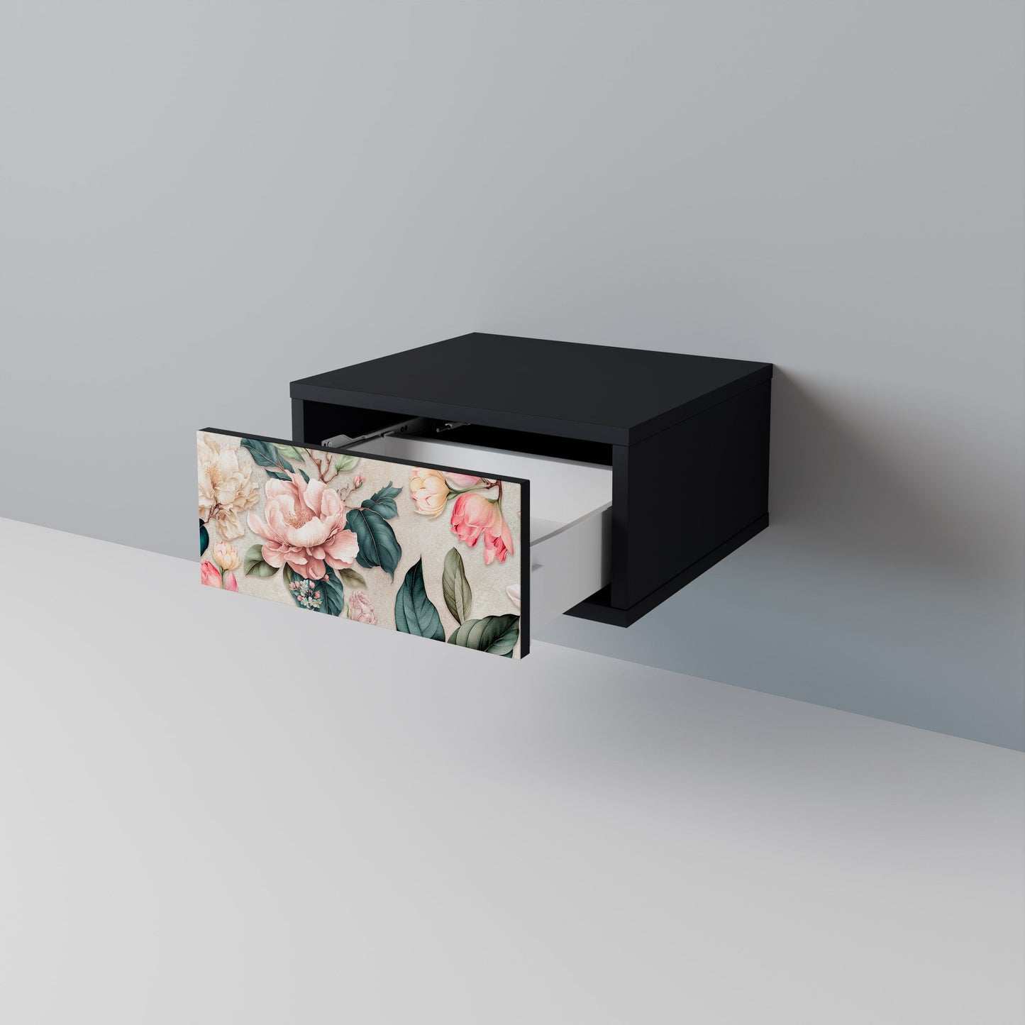 FLORAL GRACE nattduksbord i svart finish