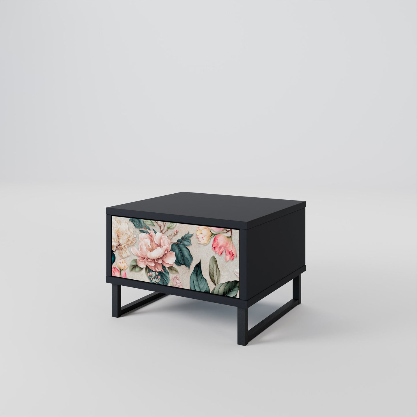 FLORAL GRACE nattduksbord i svart finish