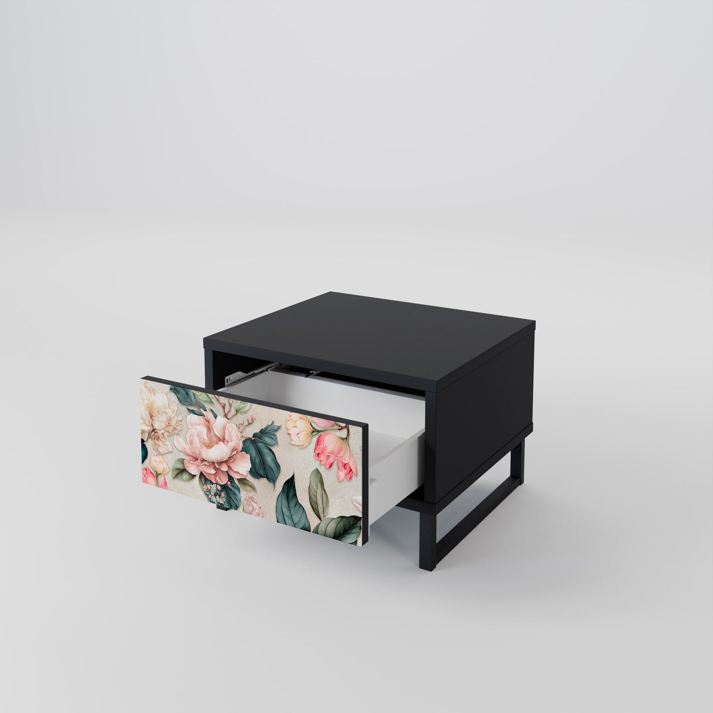 FLORAL GRACE nattduksbord i svart finish