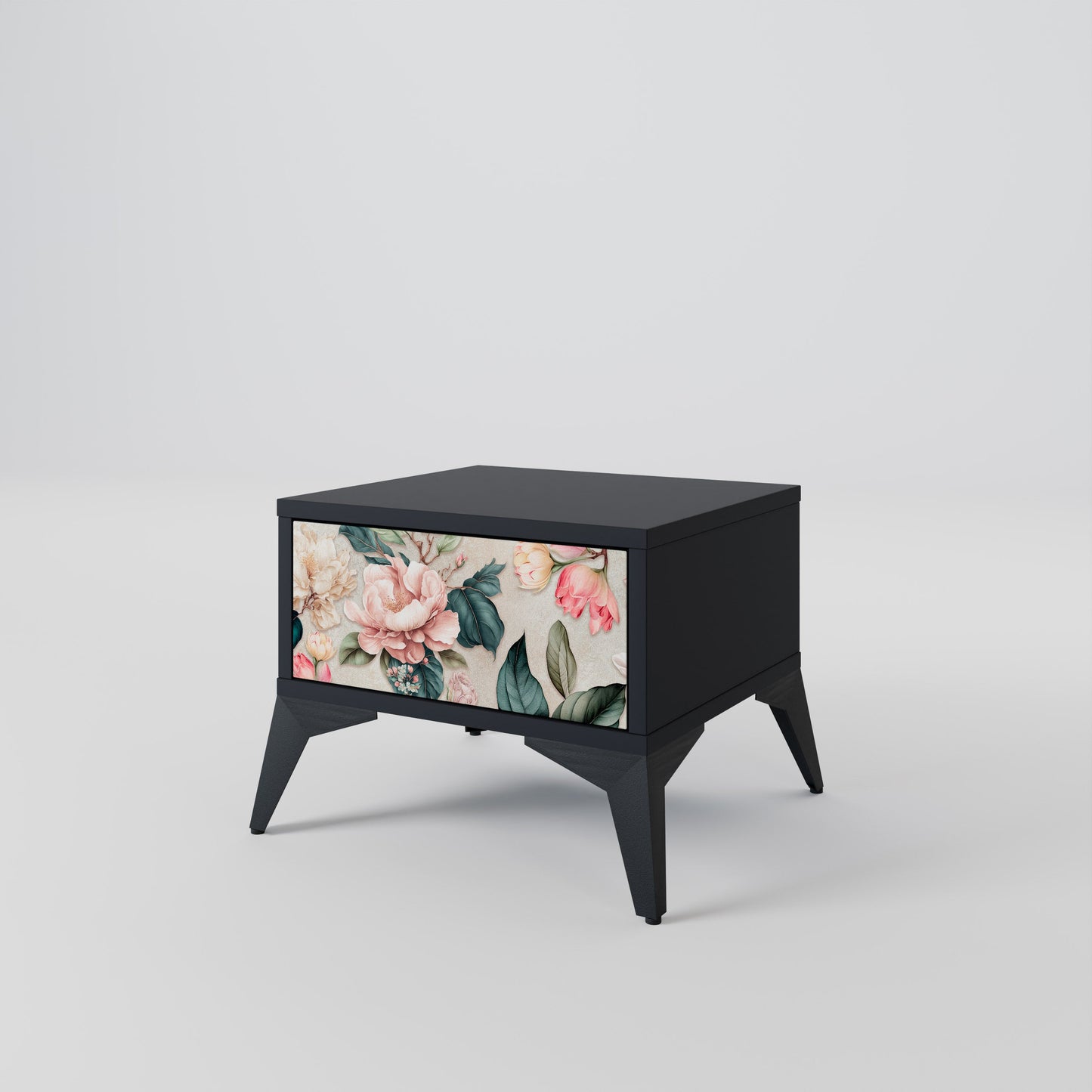 FLORAL GRACE nattduksbord i svart finish