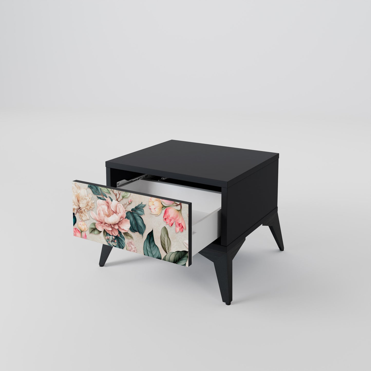 FLORAL GRACE nattduksbord i svart finish