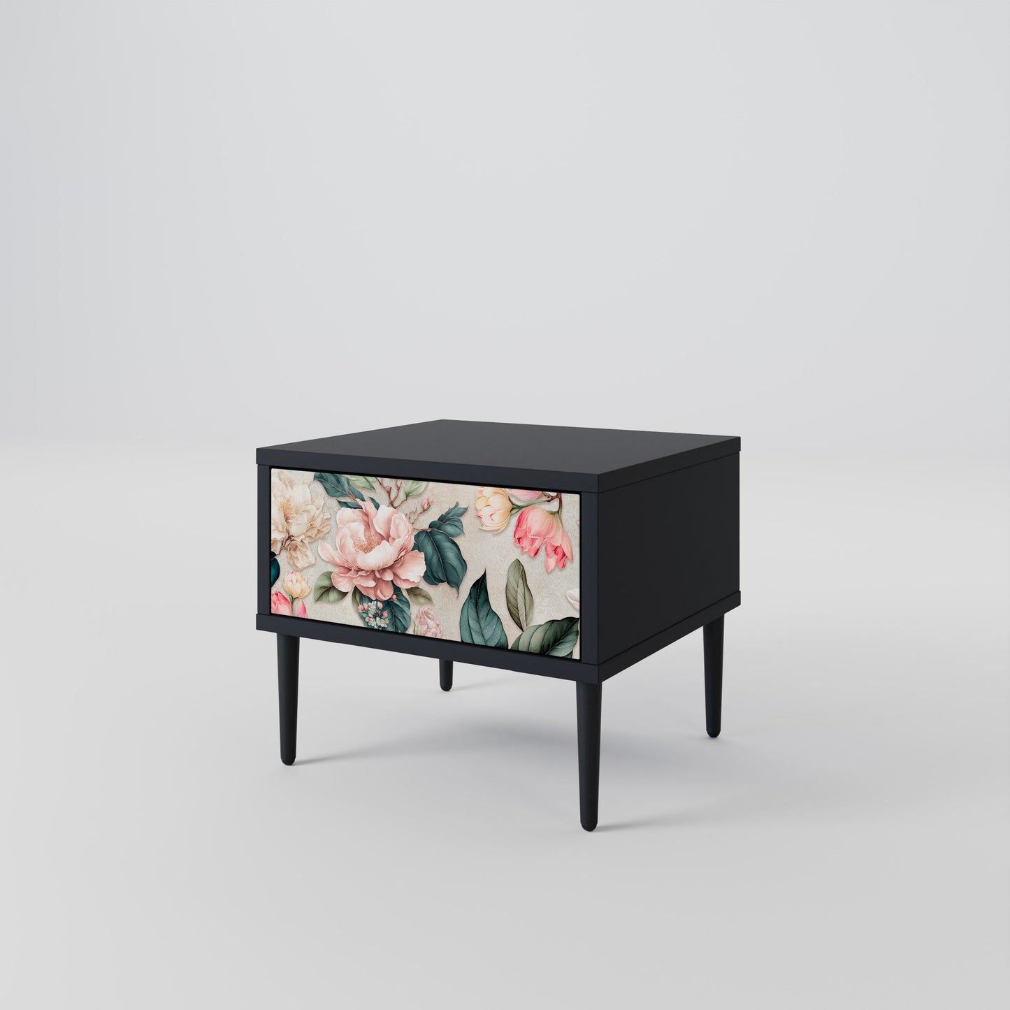 FLORAL GRACE nattduksbord i svart finish