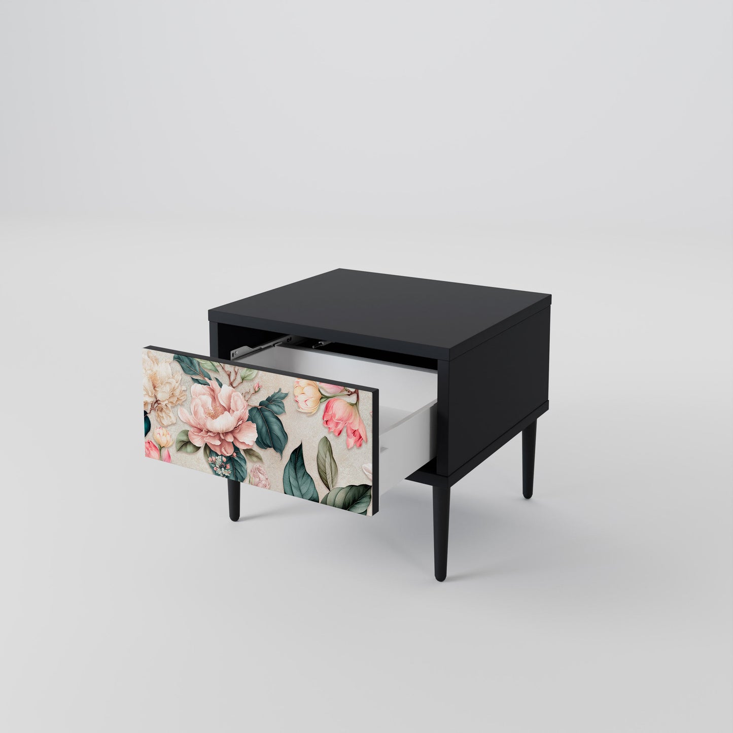 FLORAL GRACE nattduksbord i svart finish
