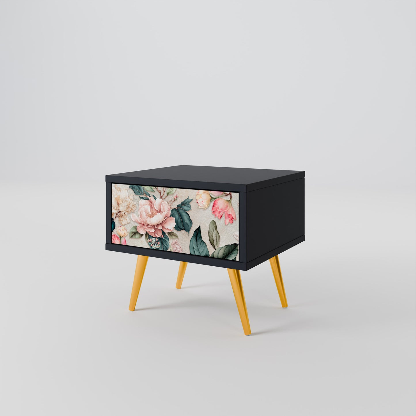 FLORAL GRACE nattduksbord i svart finish